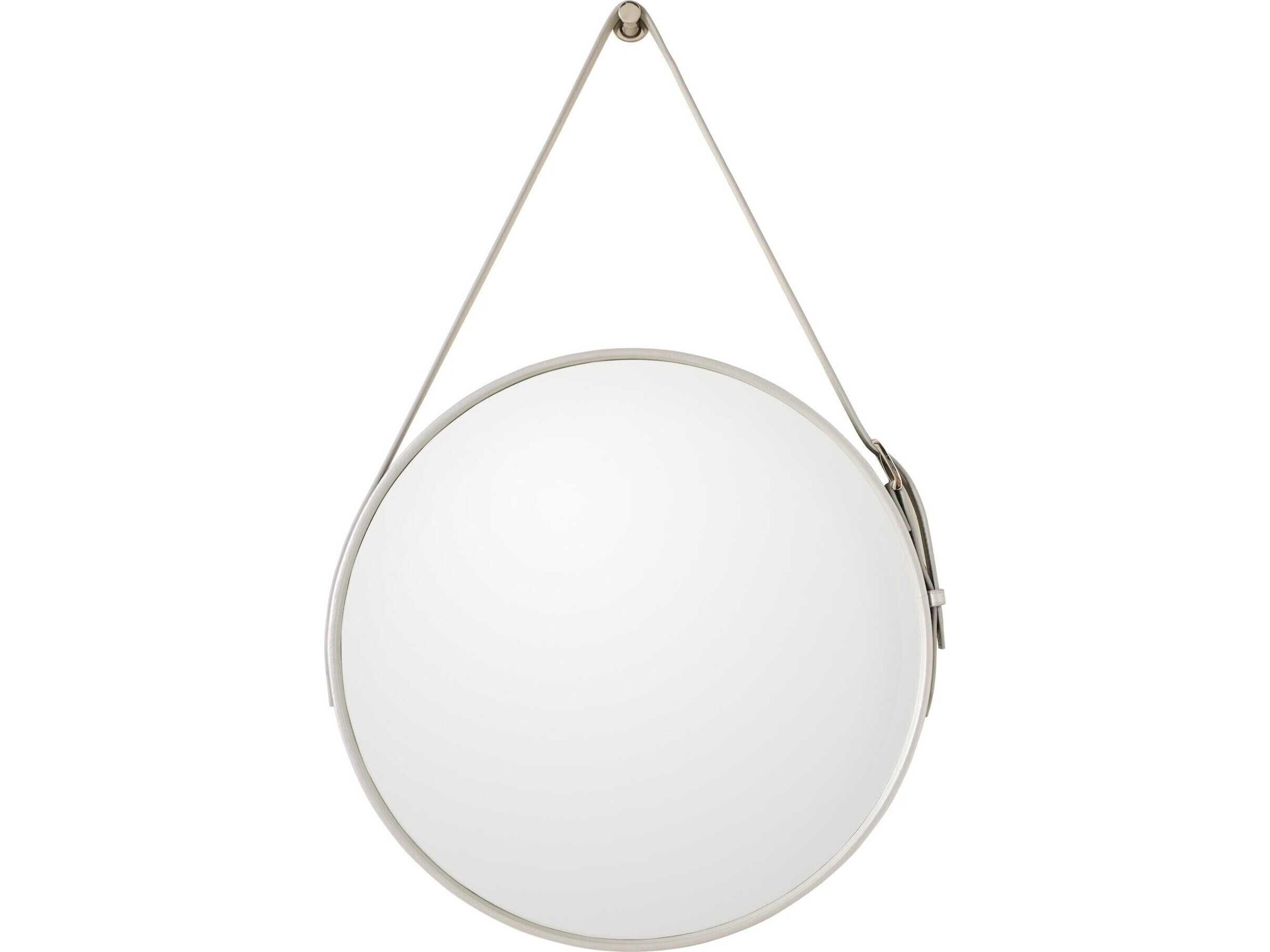 Global Views Saddle Silver Leather Wall Mirror Round