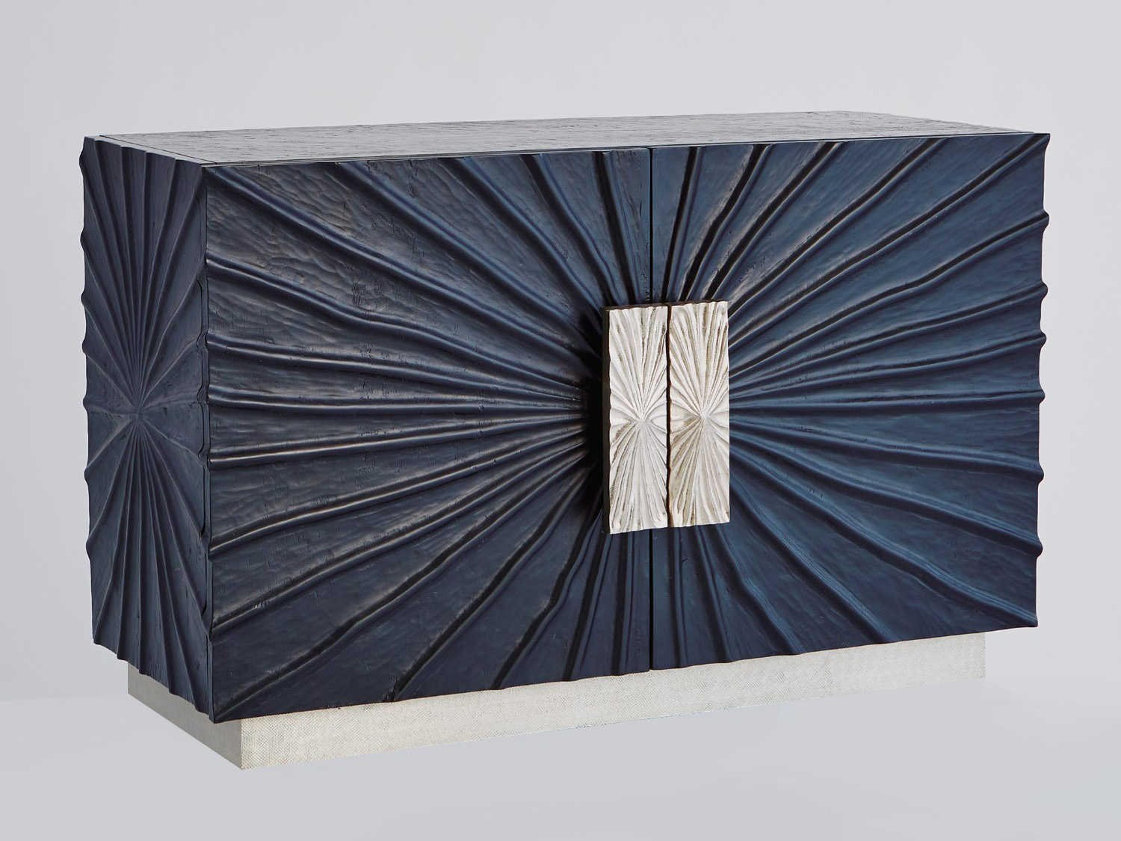 Global Views Black Nickel Silver Pine Wood Accent Chest