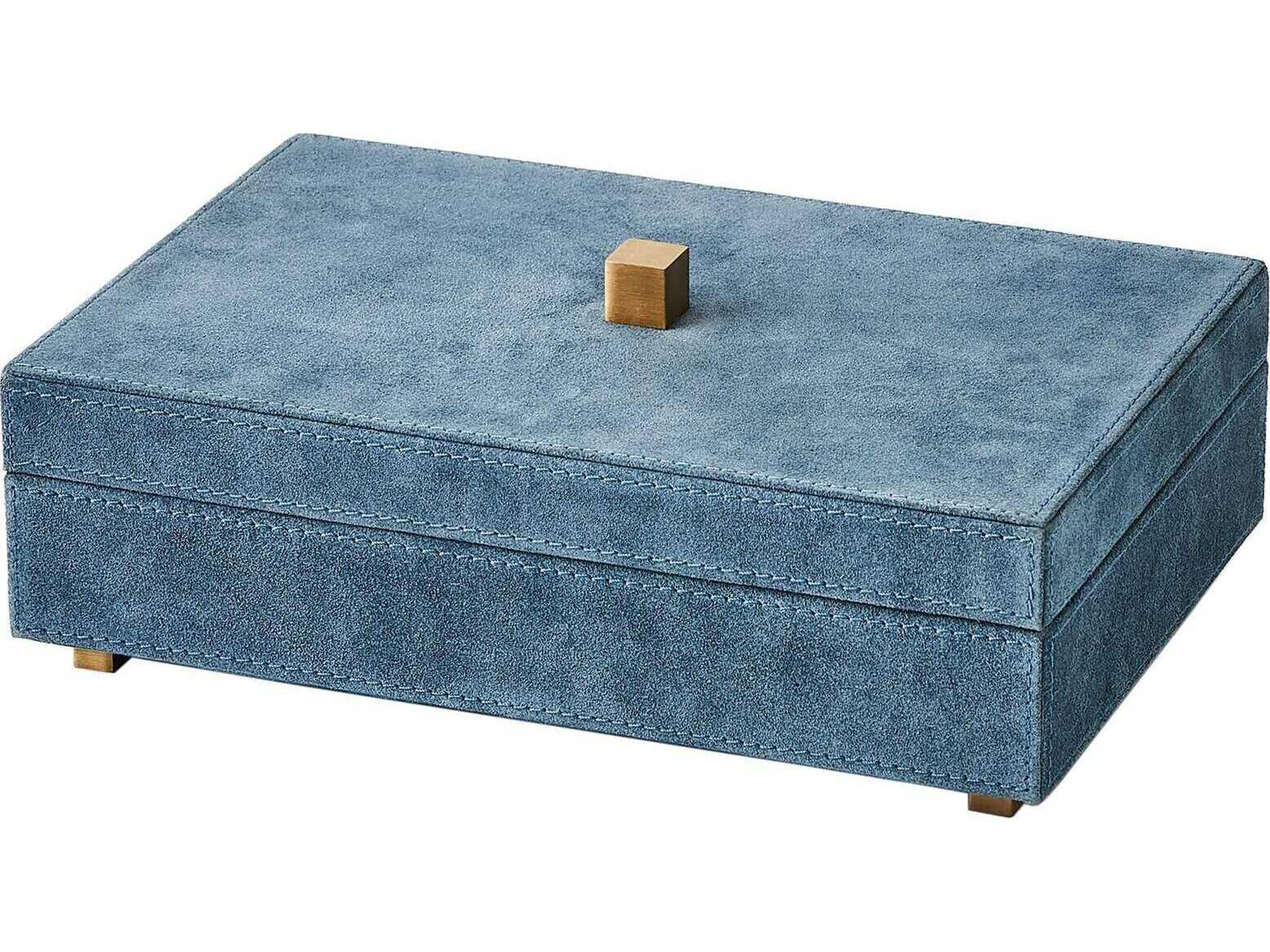 Global Views Dusty Blue Suede Posh Box
