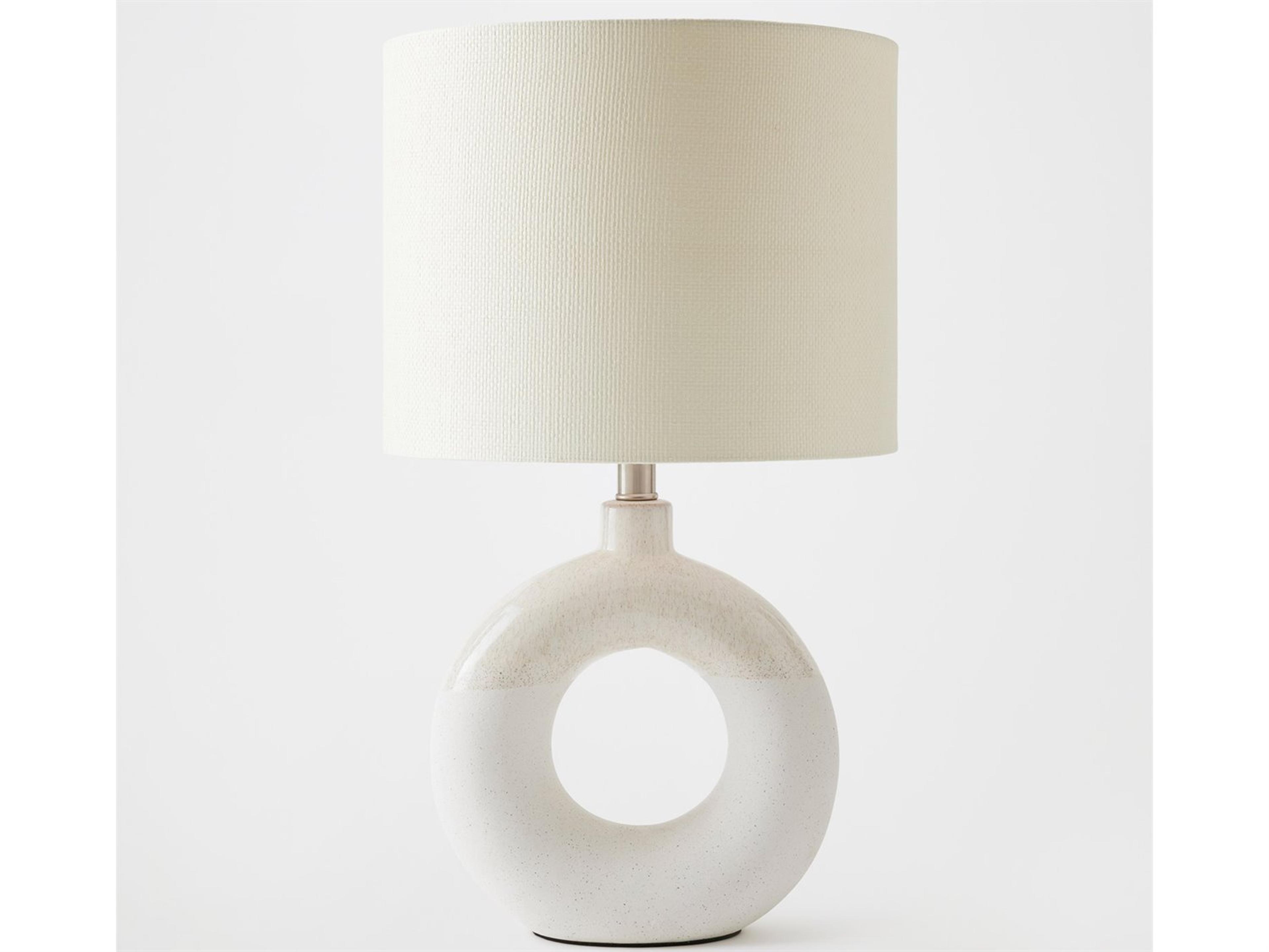 Global Views Open Ring White Ivory Nickel Table Lamp