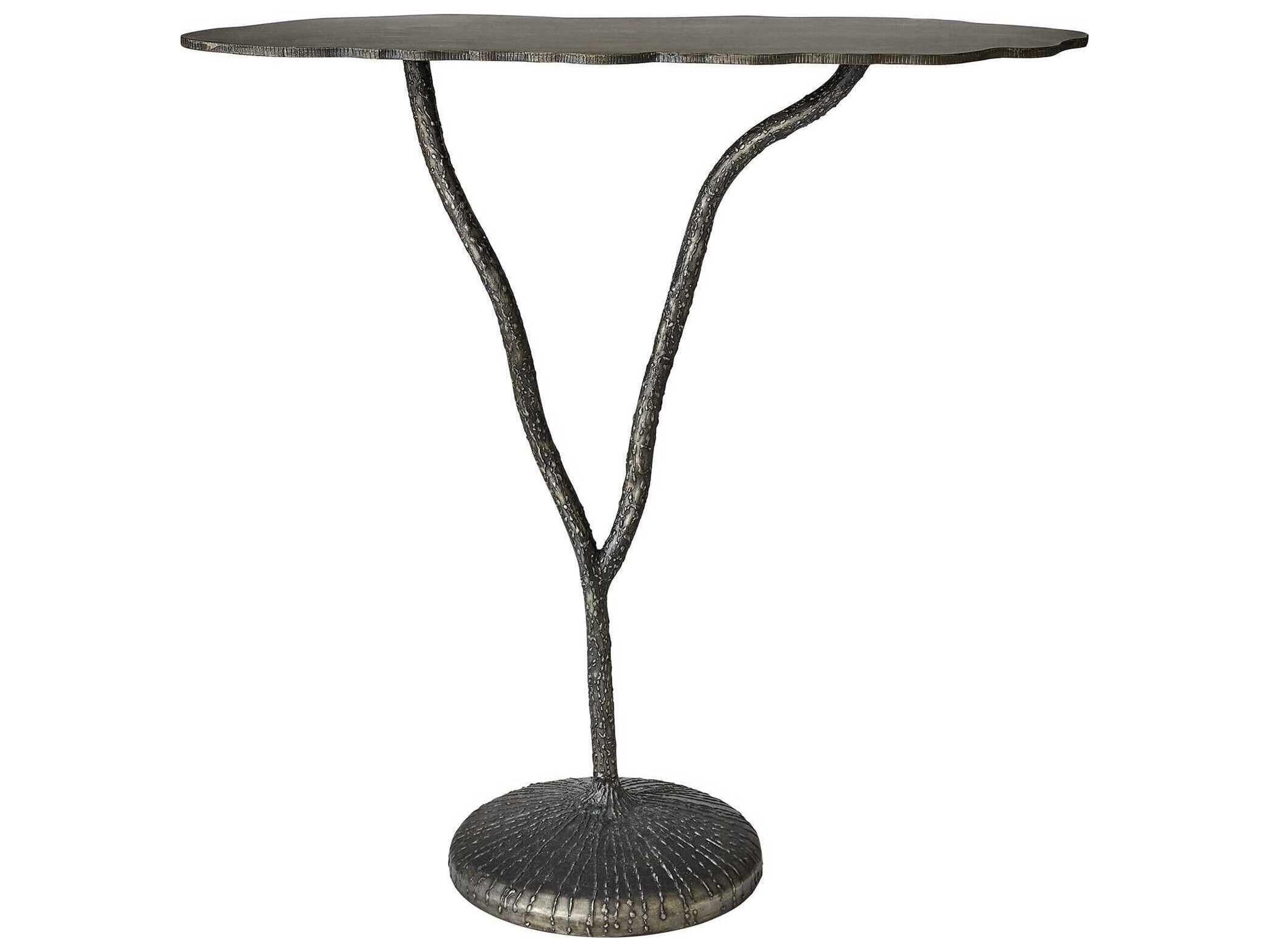 Global Views Forest Blossom Rectangular Metal Natural Iron Console Table