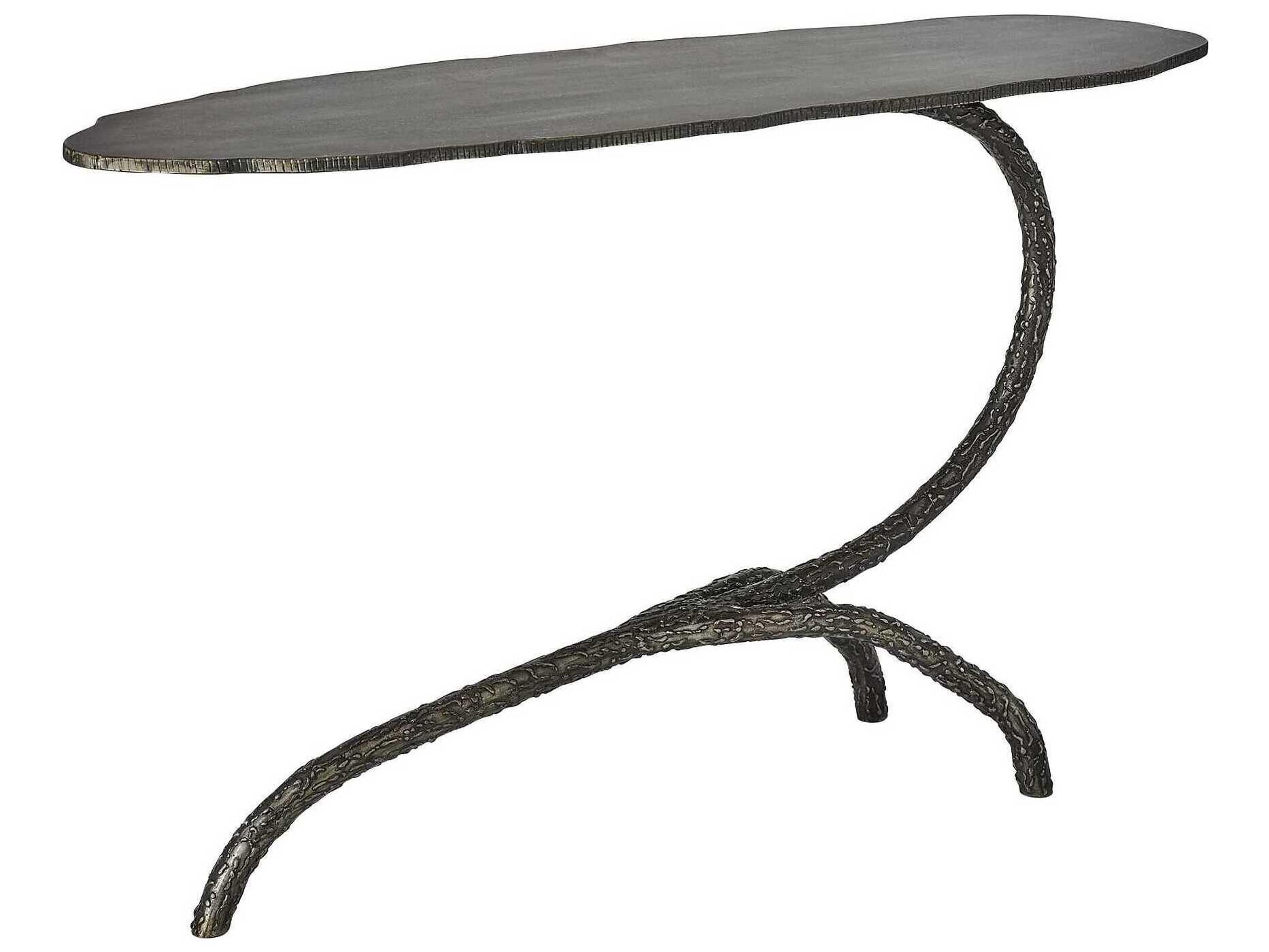 Global Views Forest Blossom Oval Metal Natural Iron End Table