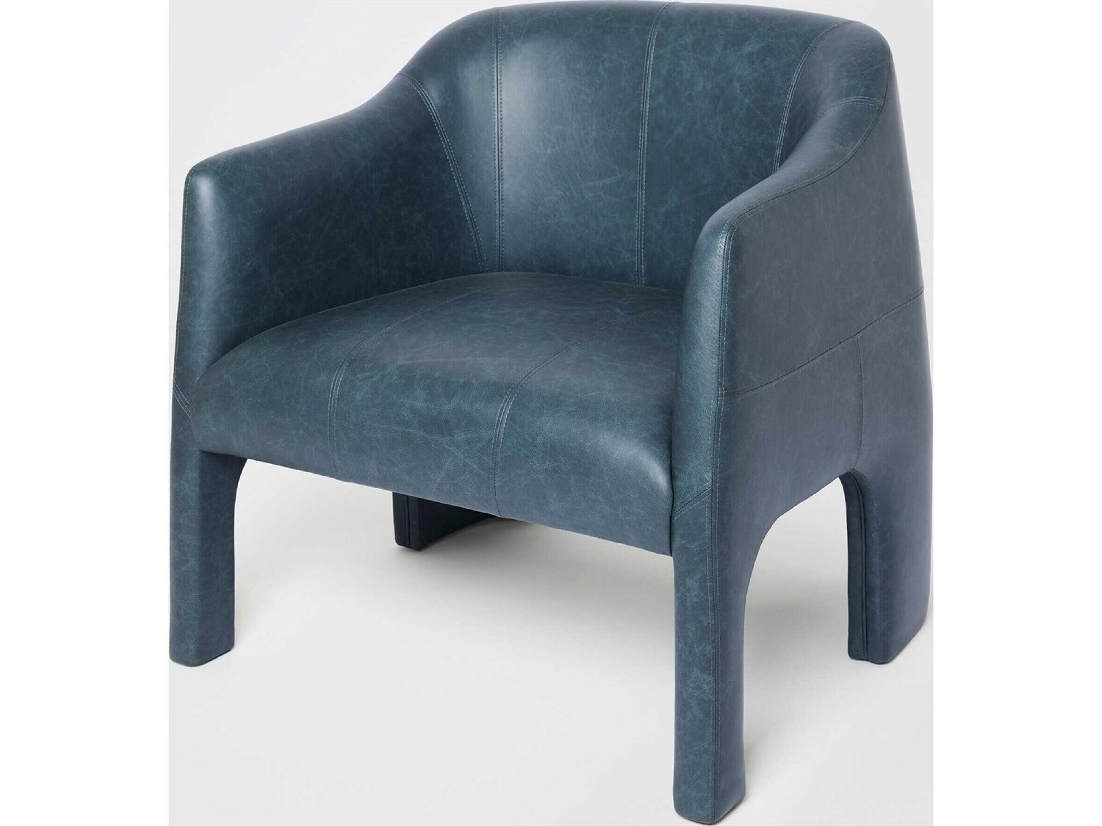 Global Views Bradford Blue Leather Accent Chair