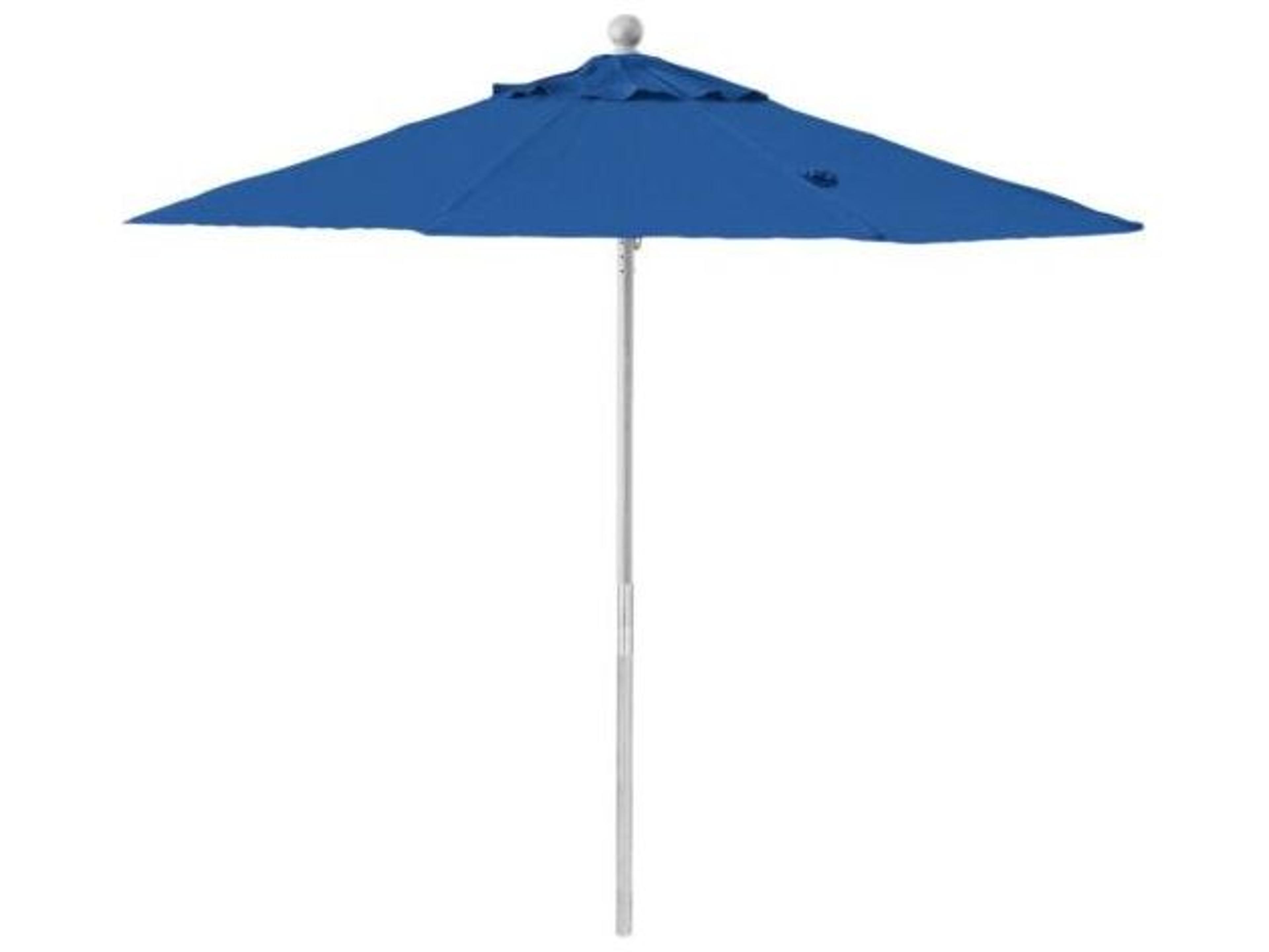 Grosfillex Windmaster Aluminum 7 Foot Round Push Up Outdoor Patio Umbrella in Pacific Blue