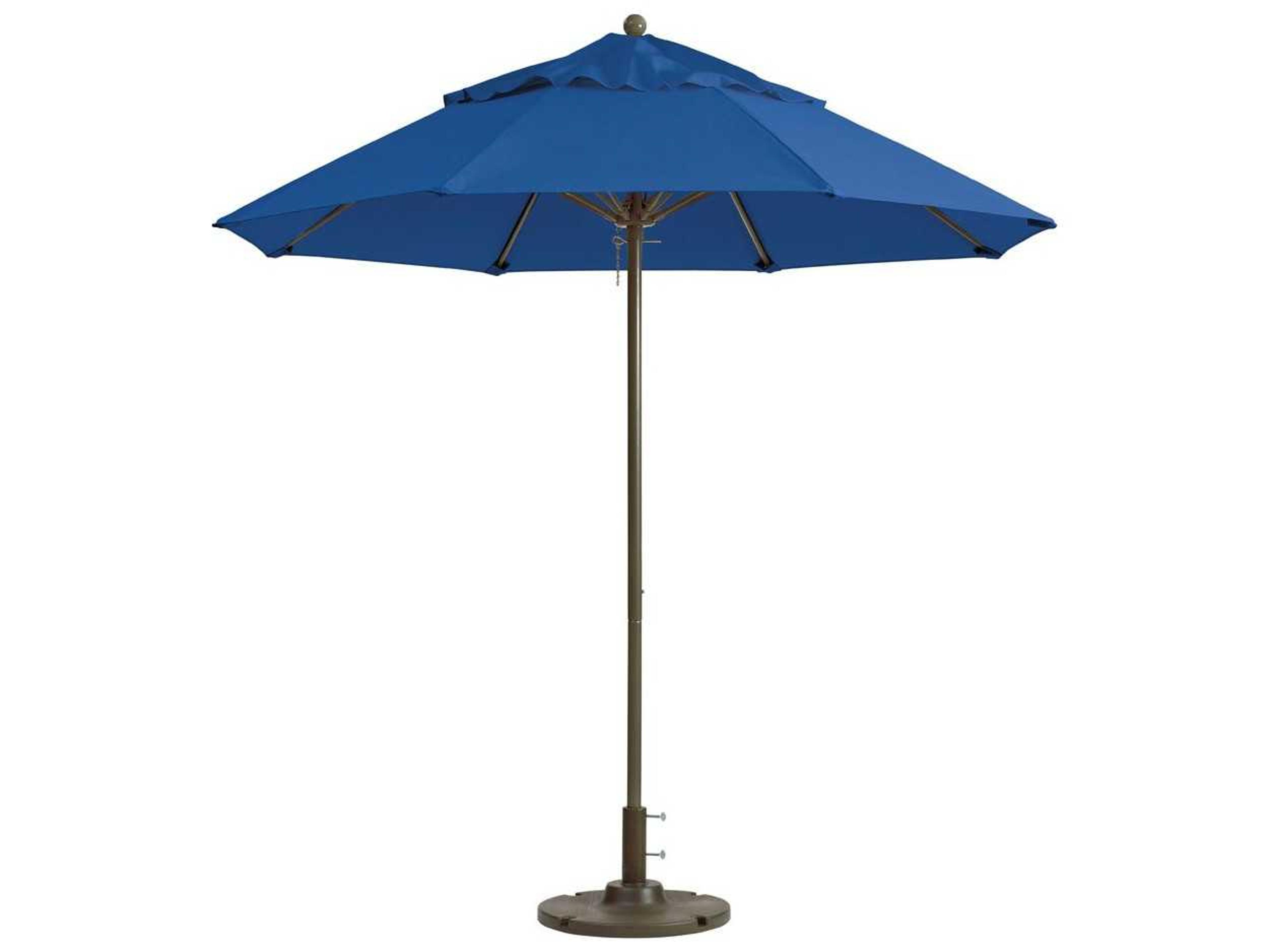 Grosfillex Windmaster Aluminum 7 Foot Round Fiberglass Patio Umbrella in Pacific Blue