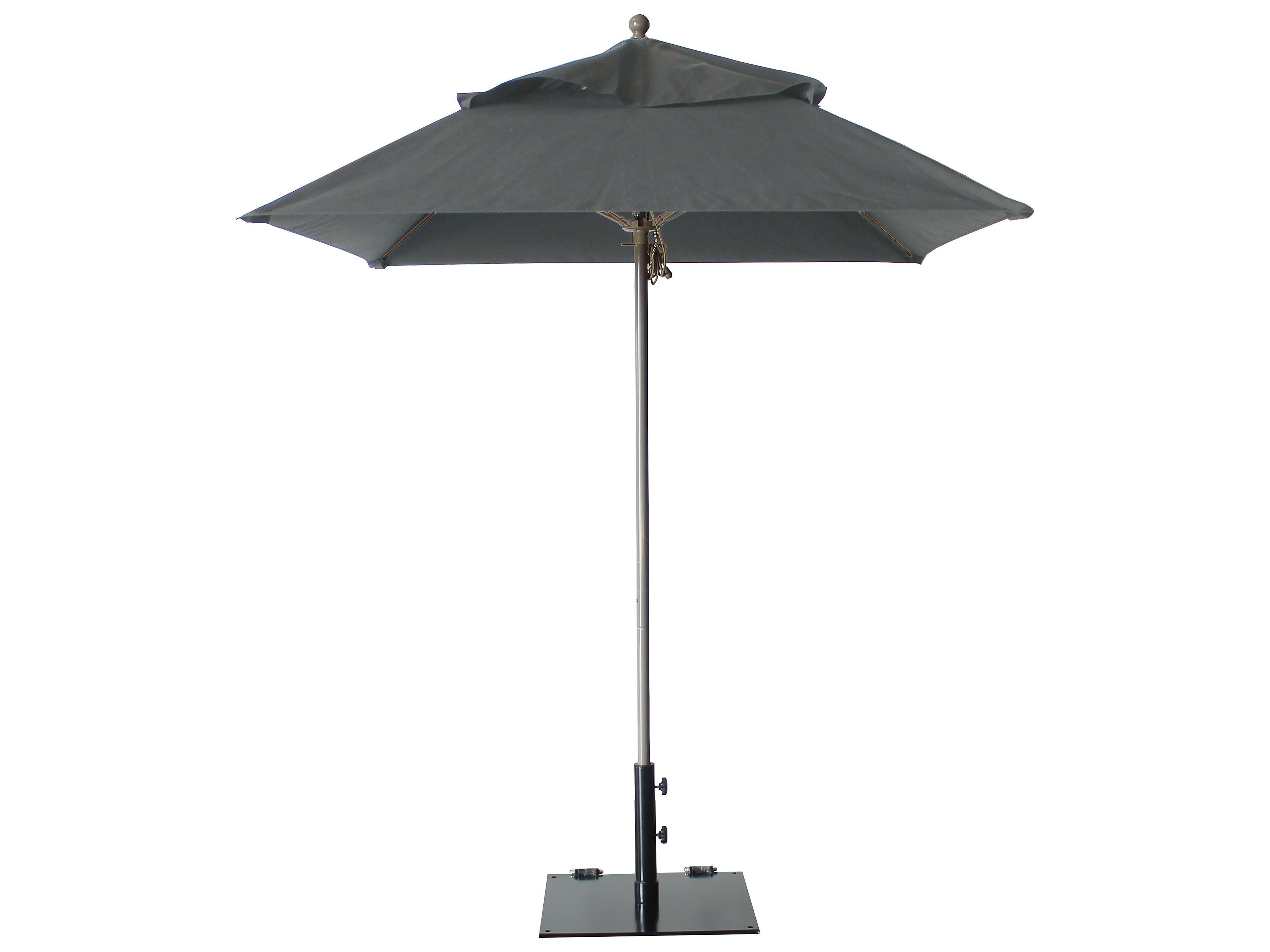 Grosfillex Windmaster Aluminum 6 Foot Square Fiberglass Outdoor Umbrella in Charcoal Gray