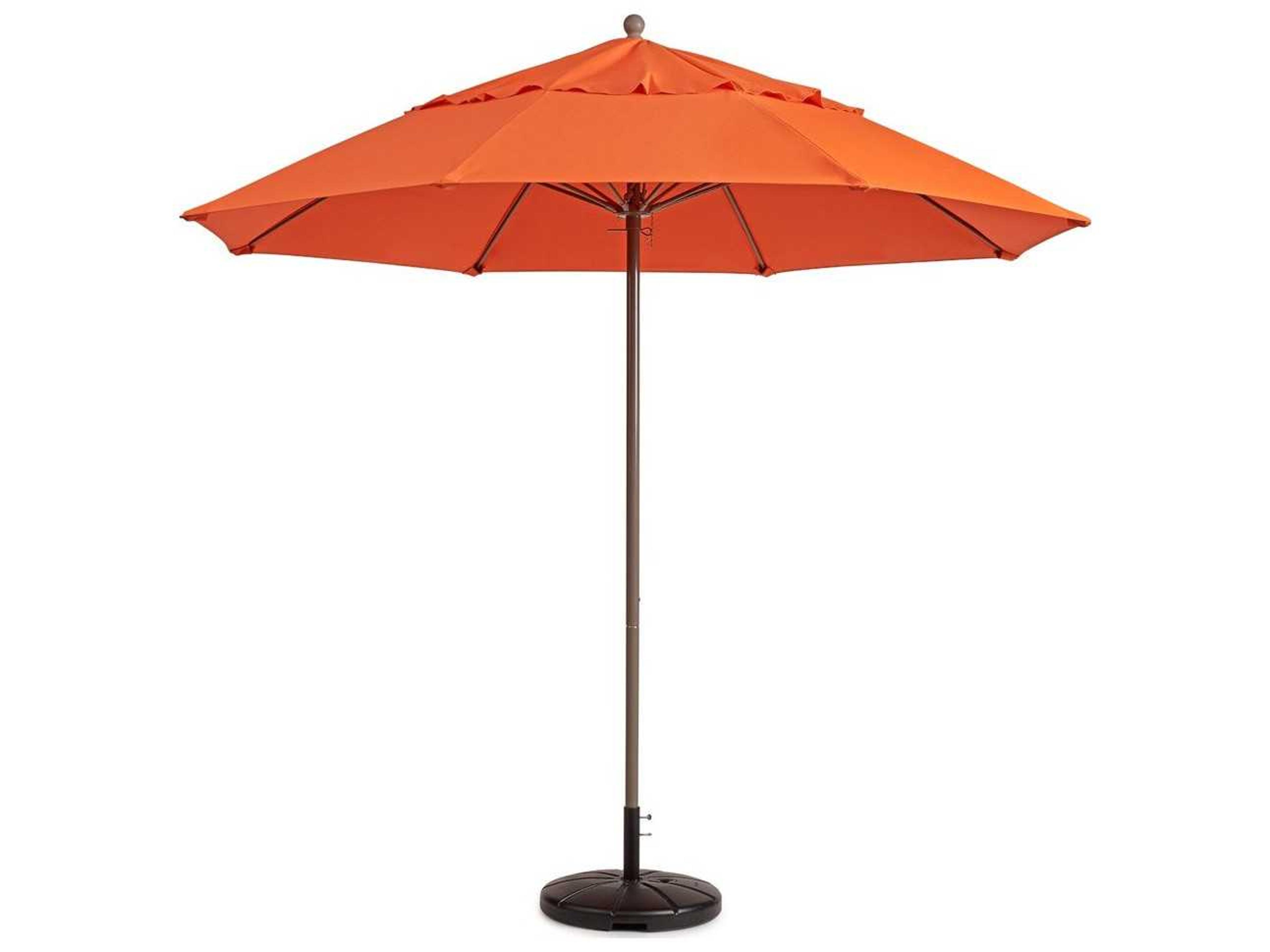 Grosfillex Windmaster Aluminum 9 Foot Round Fiberglass Outdoor Patio Umbrella in Orange