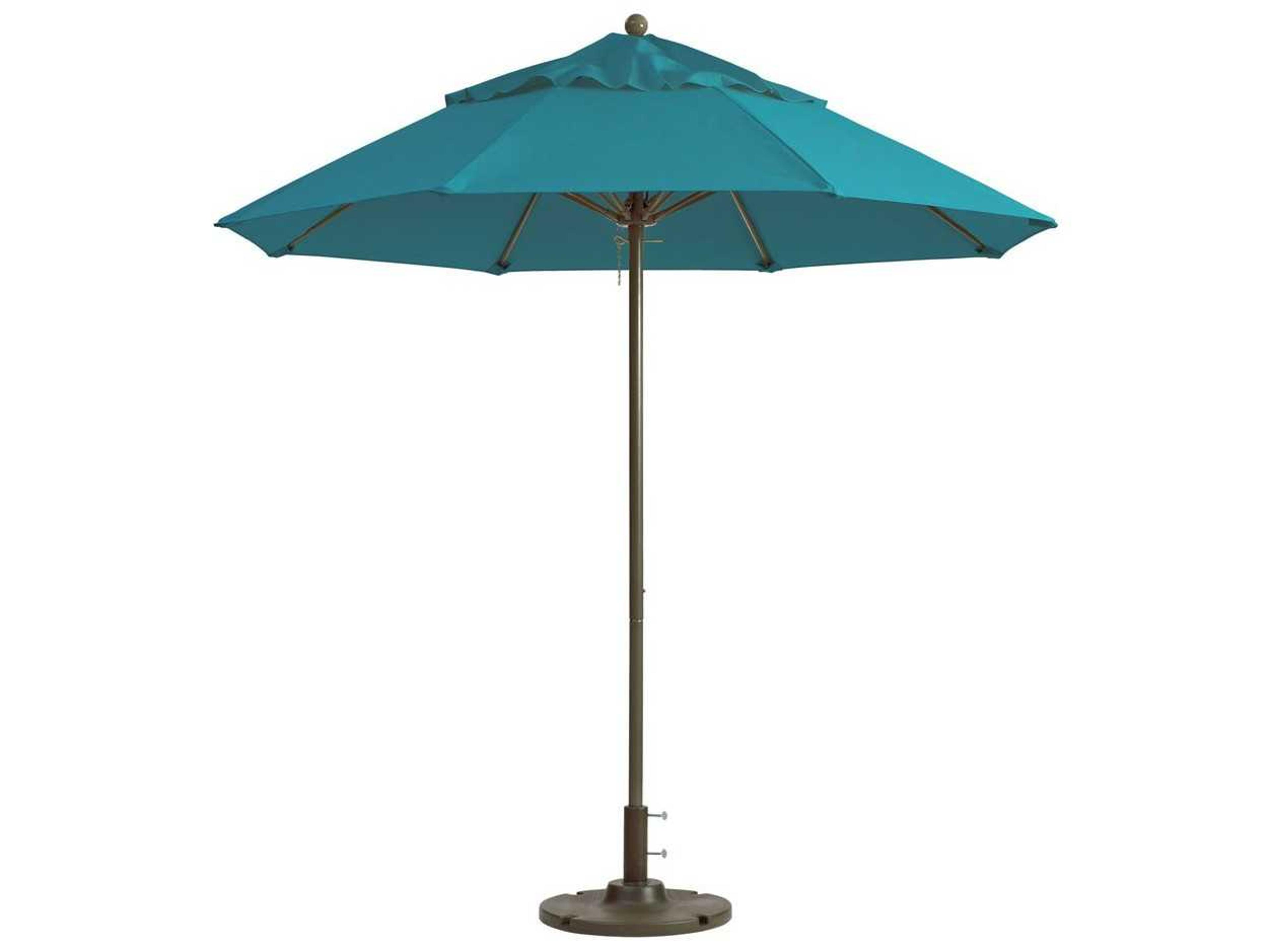 Grosfillex Windmaster Aluminum 9 Foot Round Fiberglass Outdoor Umbrella in Turquoise