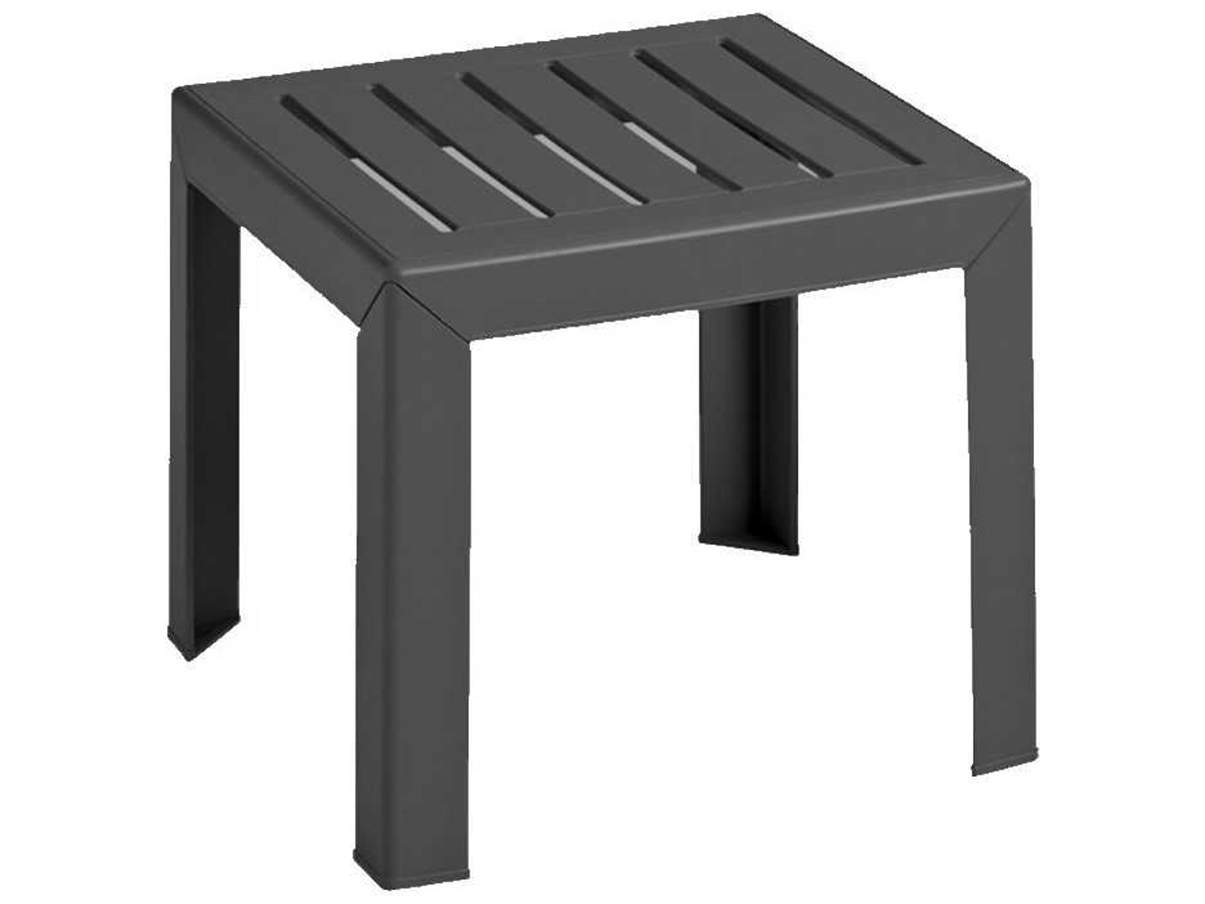 Grosfillex Bahai Resin Charcoal Square Low Outdoor Patio End Table