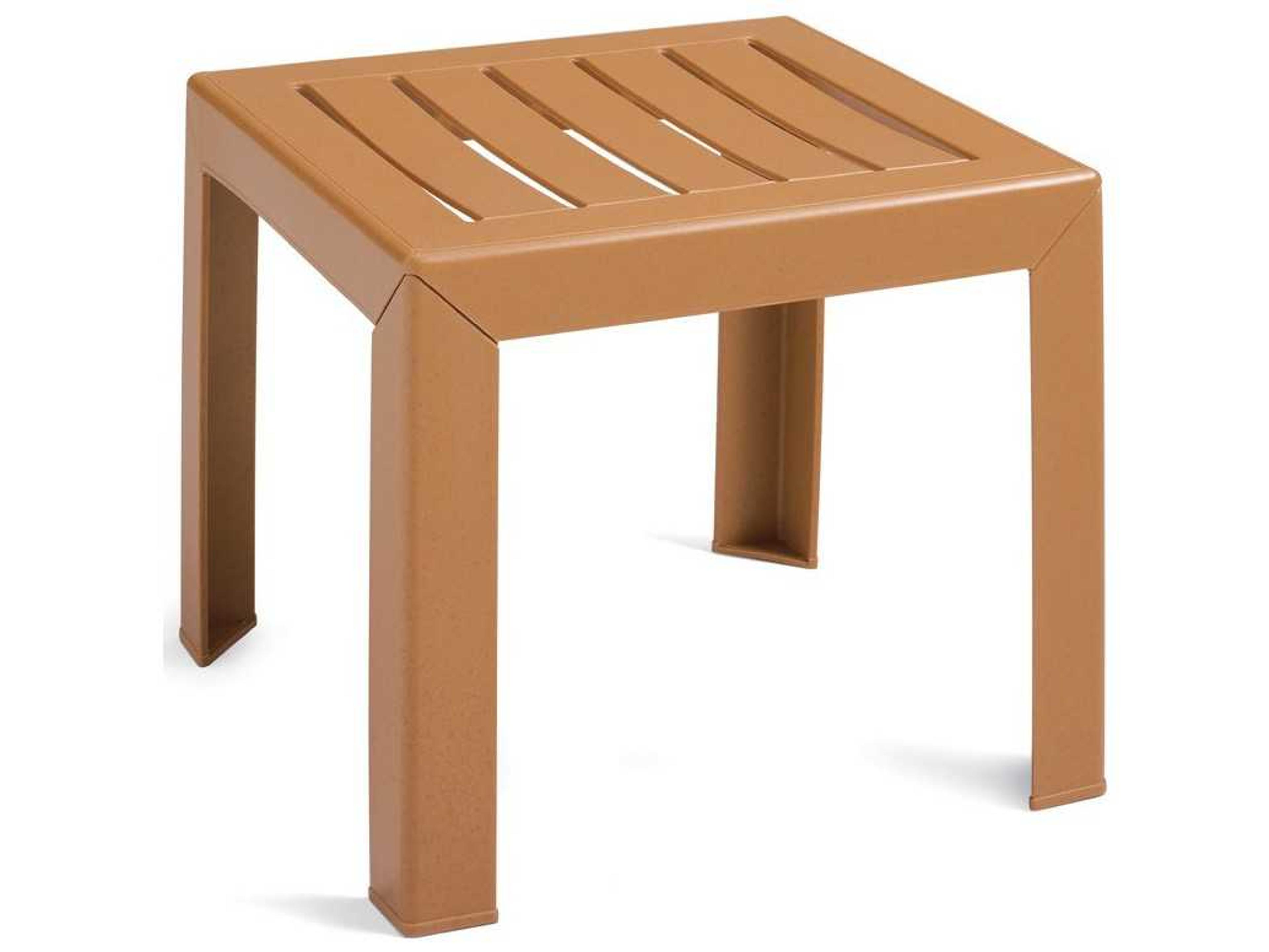 Grosfillex Bahai Resin Teakwood Square End Low Table