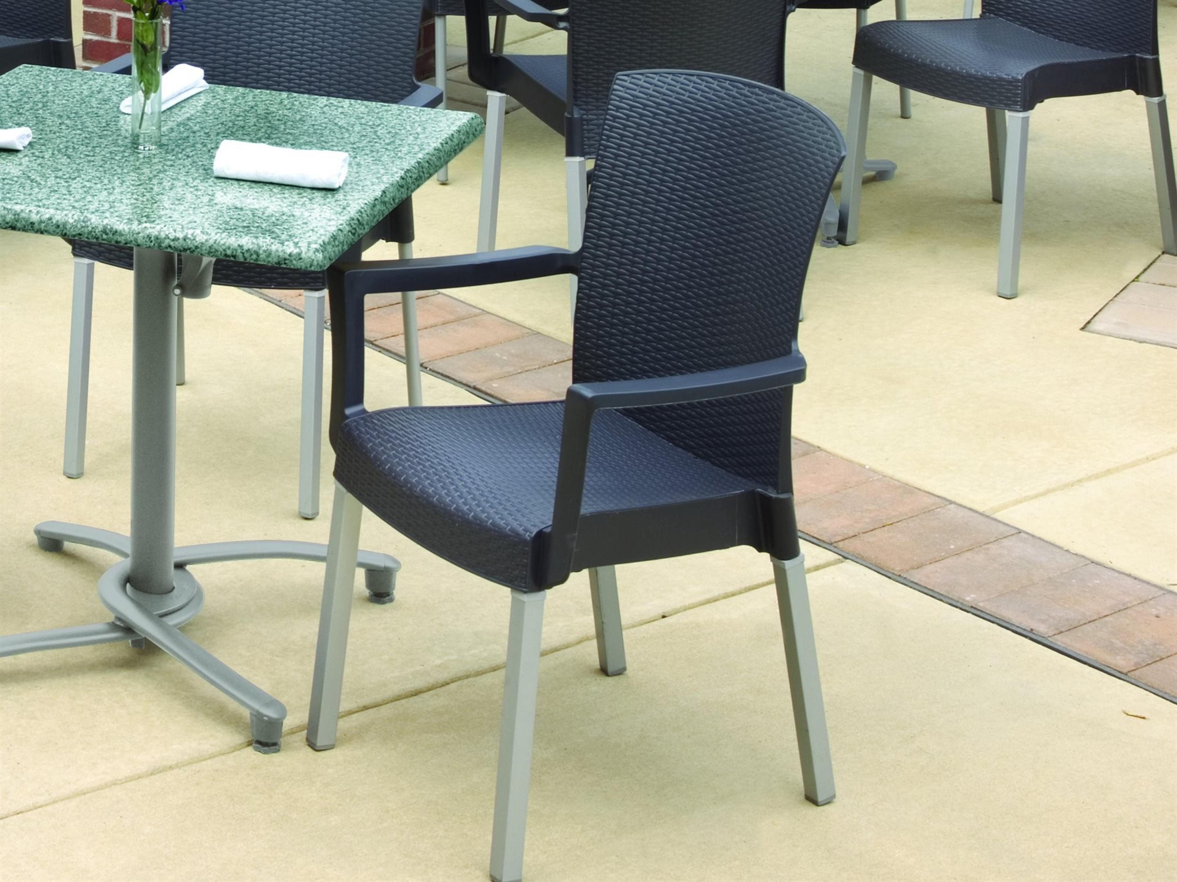 Grosfillex Havana Classic Aluminum Charcoal Outdoor Patio Dining Set