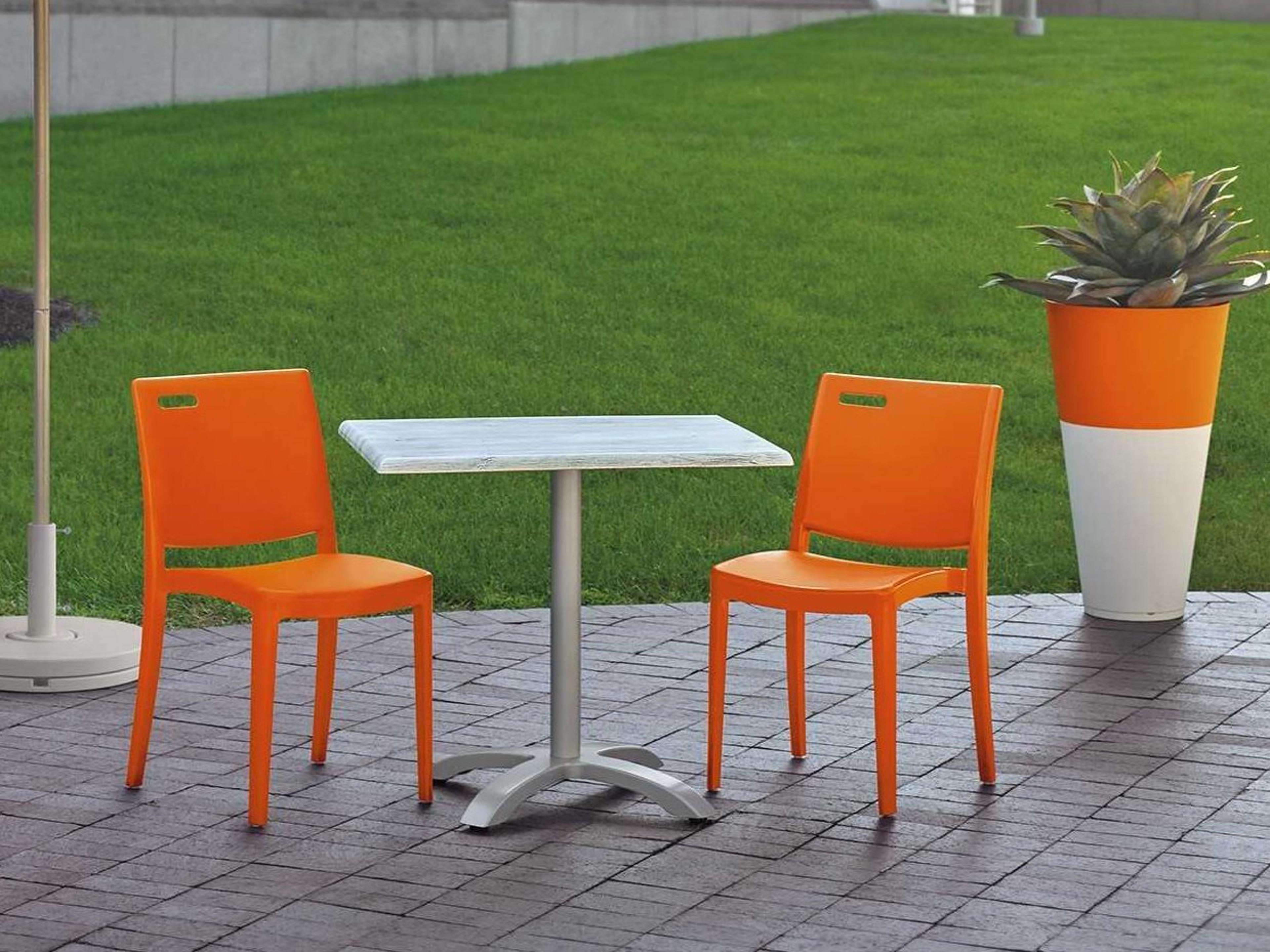 Grosfillex Metro Resin Orange Outdoor Patio Dining Set