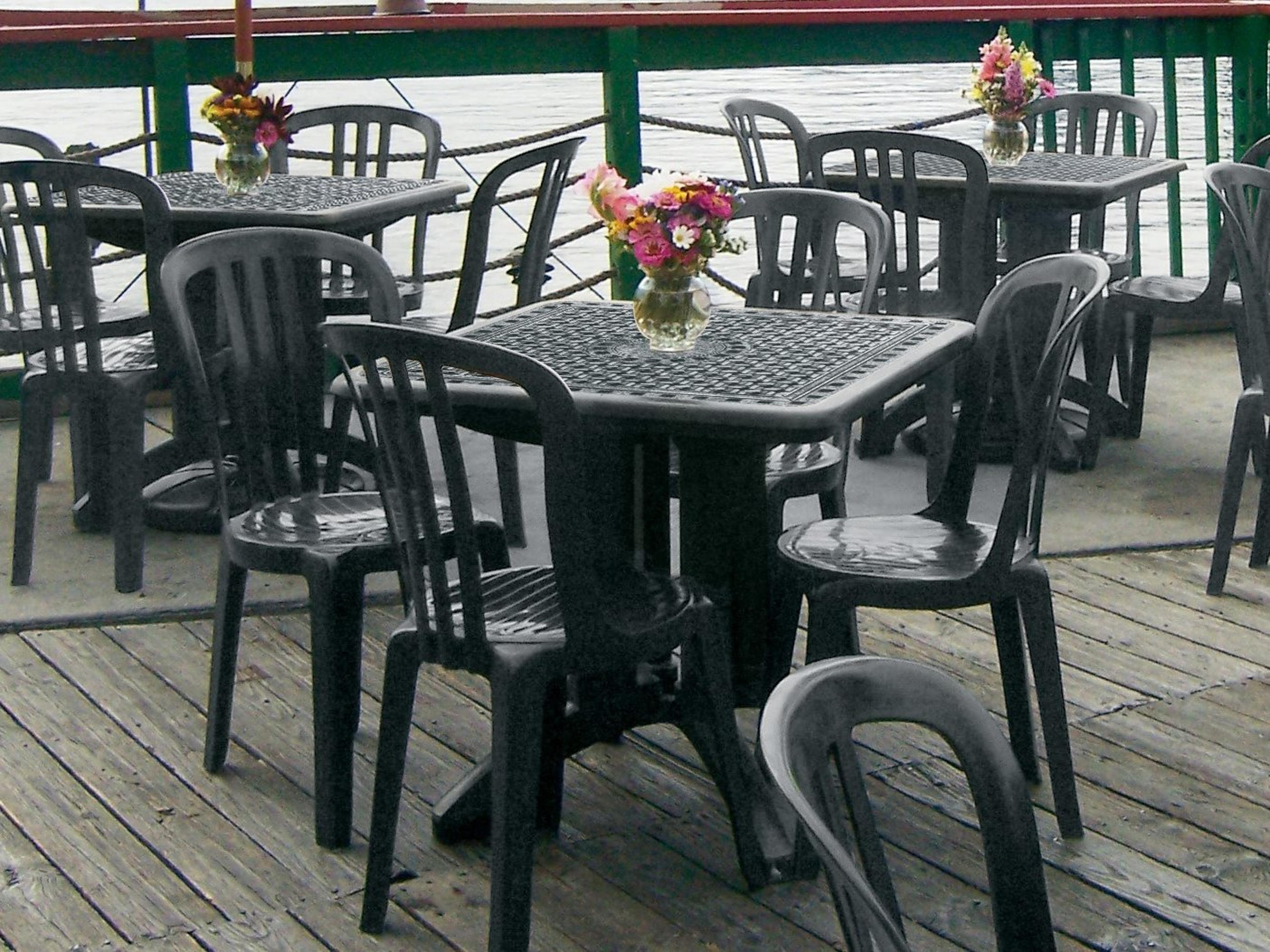 Grosfillex Miami Black Resin Outdoor Patio Dining Set