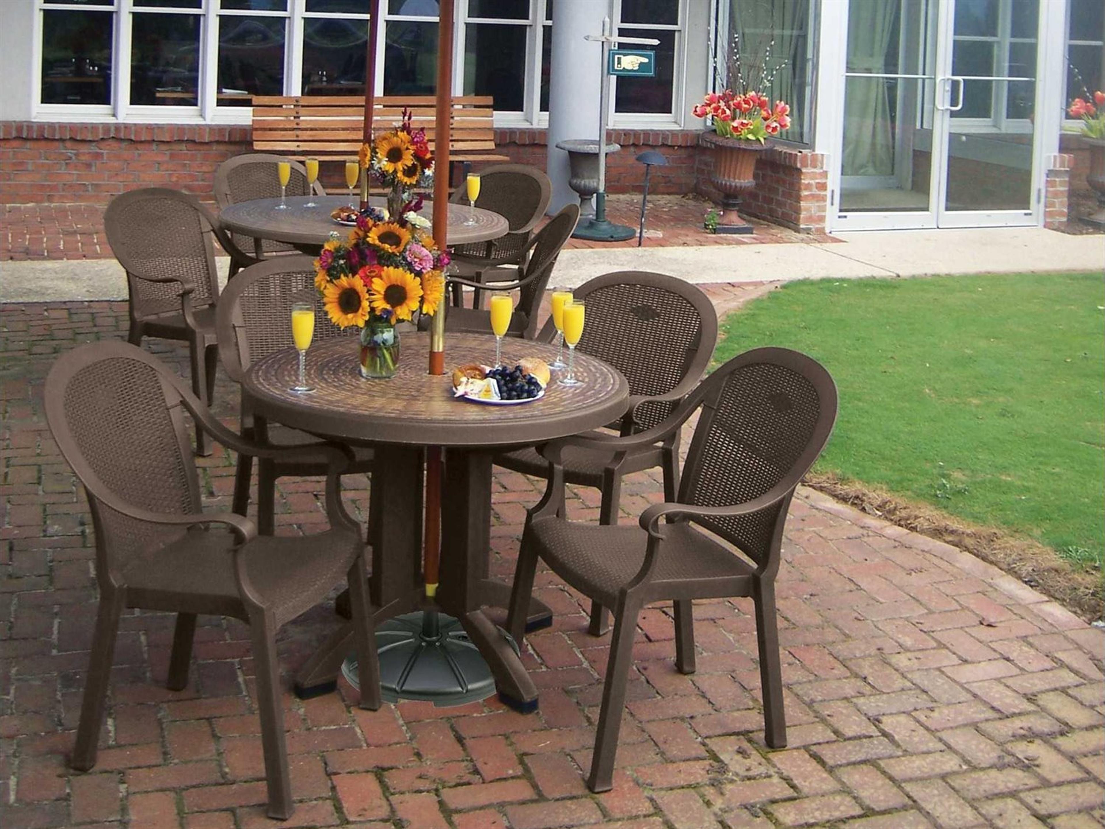 Grosfillex Sumatra Resin Bronze Mist Outdoor Dining Set