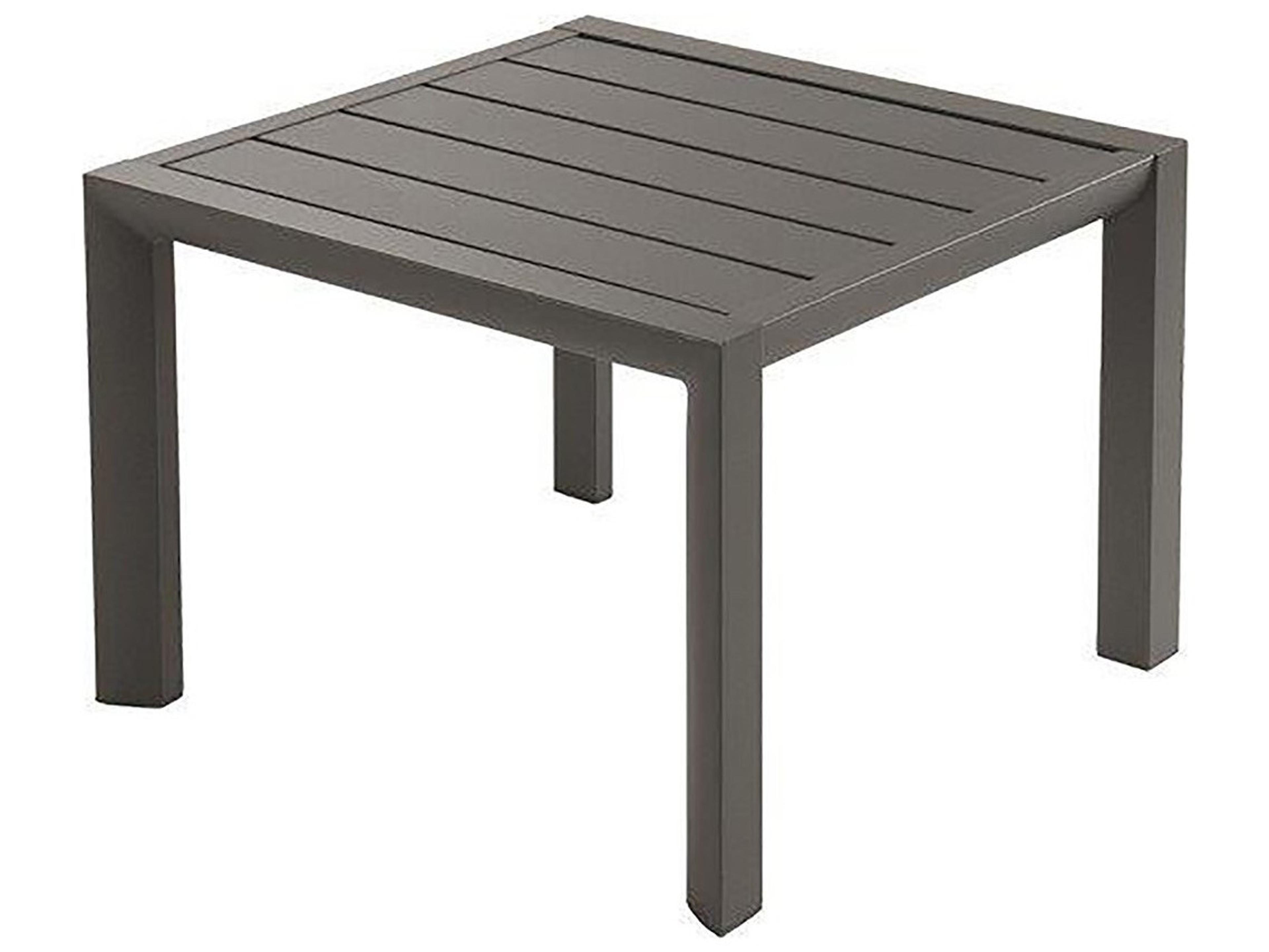 Grosfillex Sunset Aluminum Volcanic Black Square Low Outdoor Patio End Table