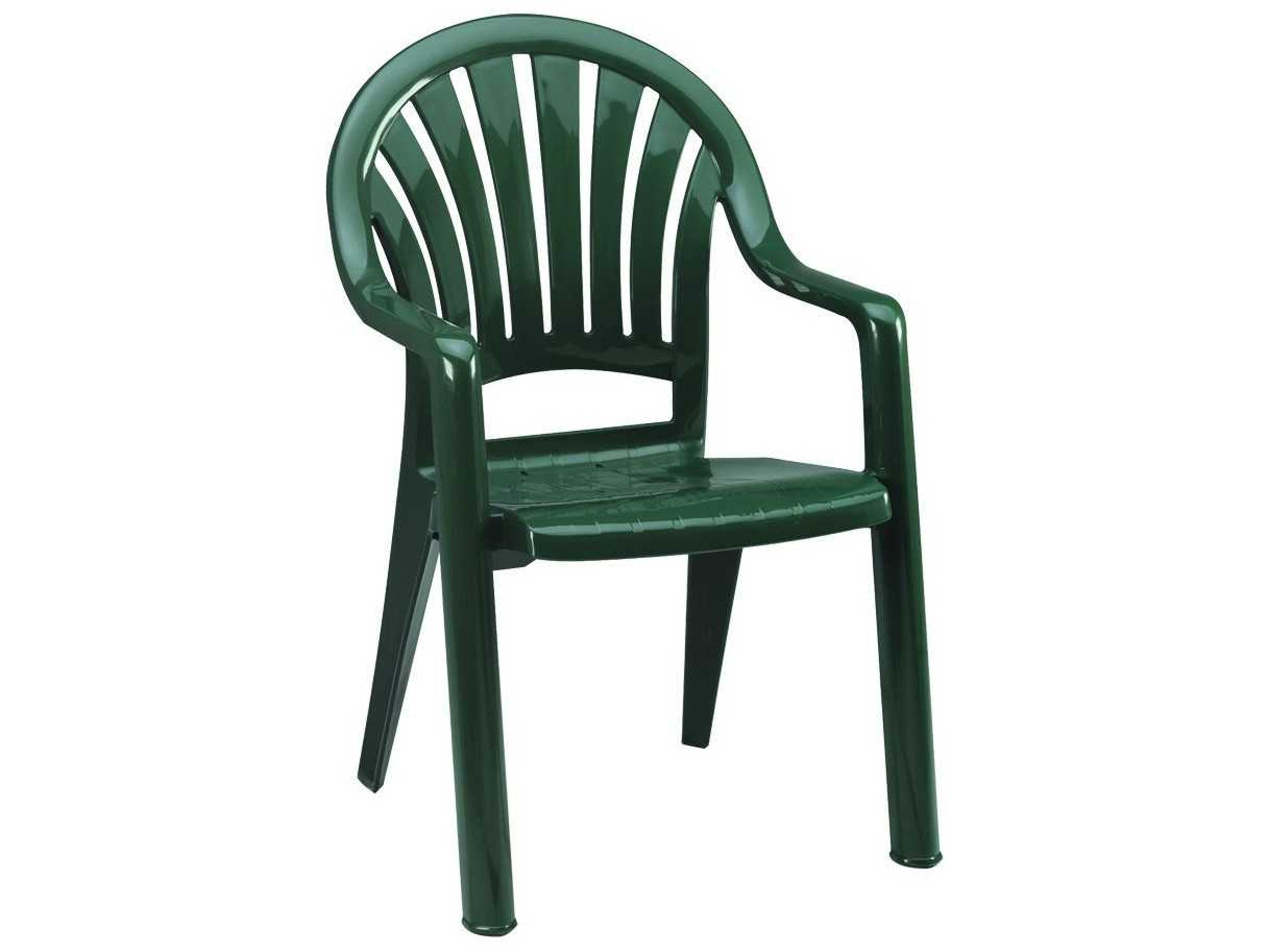 Grosfillex Pacific Fanback Resin Amazon Green Stacking Patio Dining Arm Chair