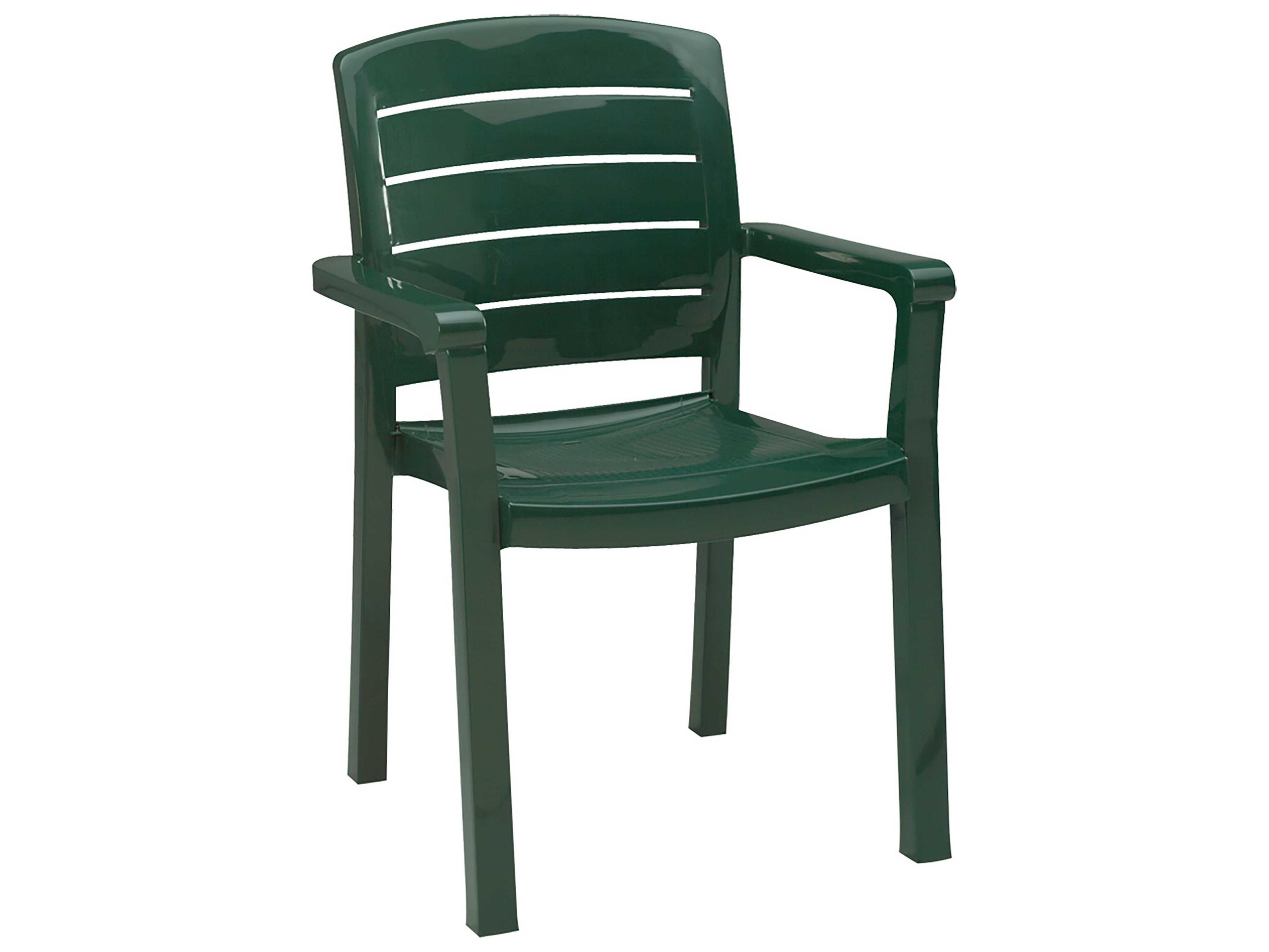 Grosfillex Acadia Resin Amazon Green Stacking Outdoor Patio Dining Arm Chair