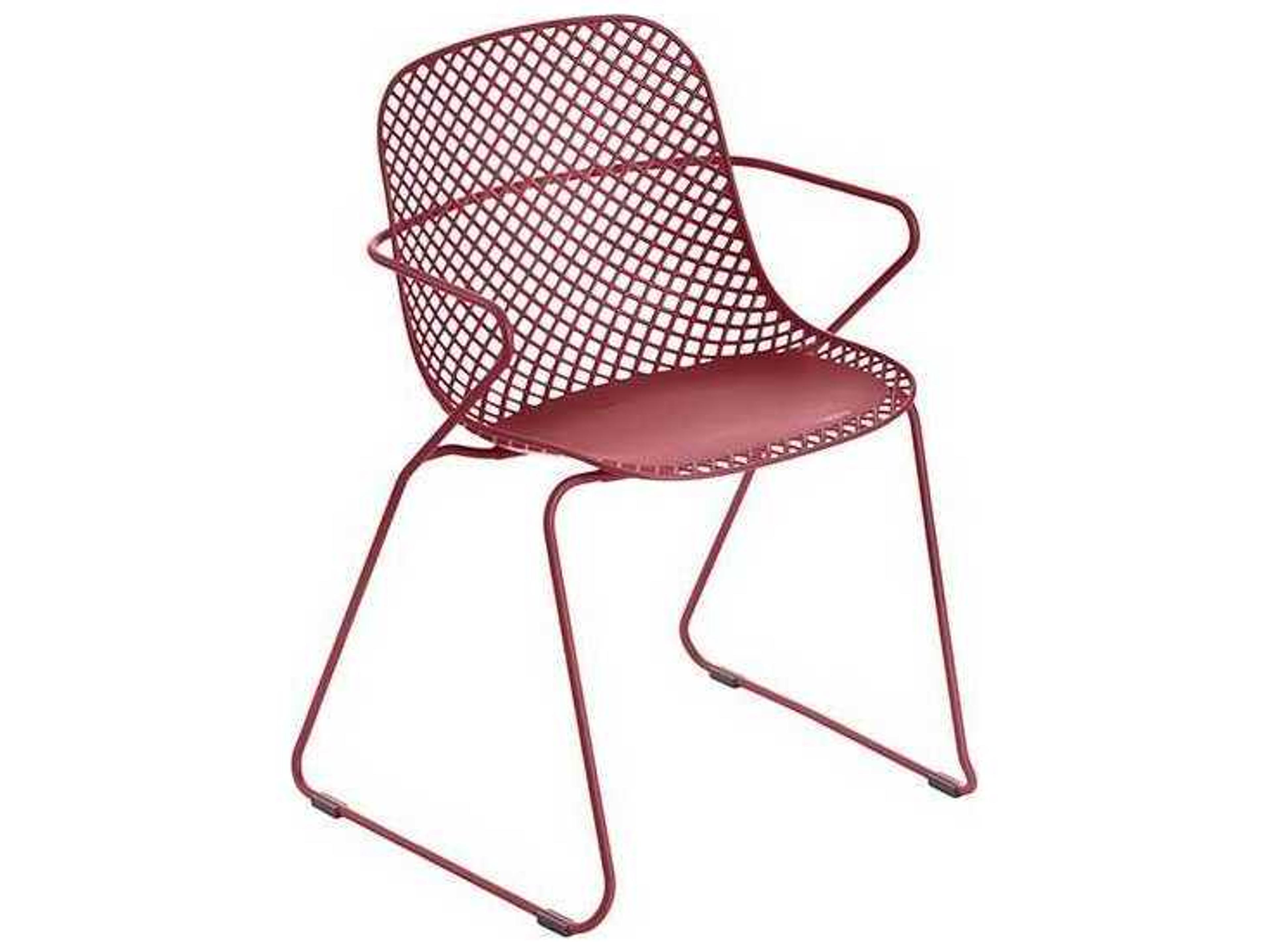 Grosfillex Ramatuelle Steel Bossa Nova Red '73 Patio Dining Arm Chair