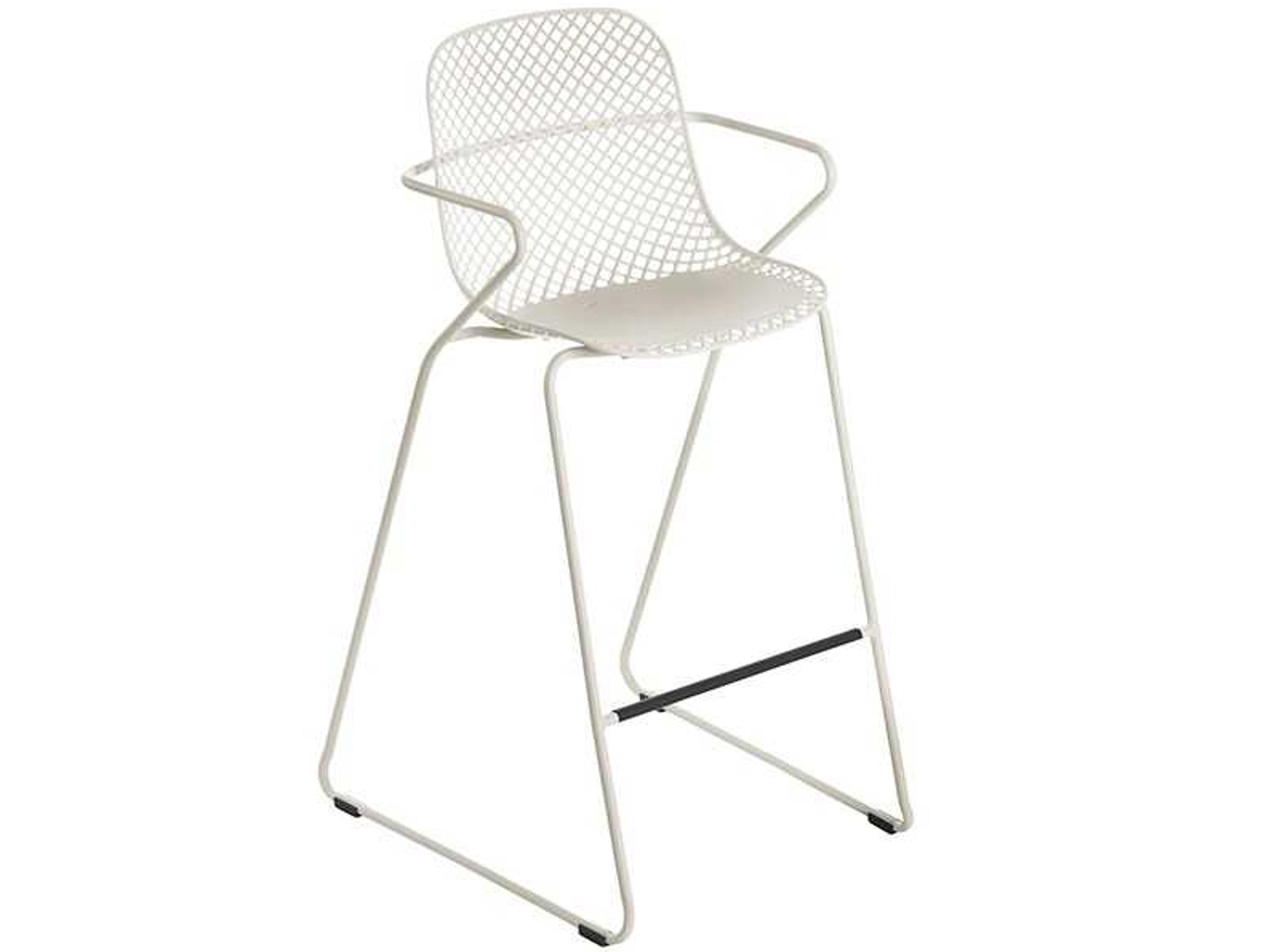 Grosfillex Ramatuelle Steel Creme Absolute Outdoor Patio Bar Stool