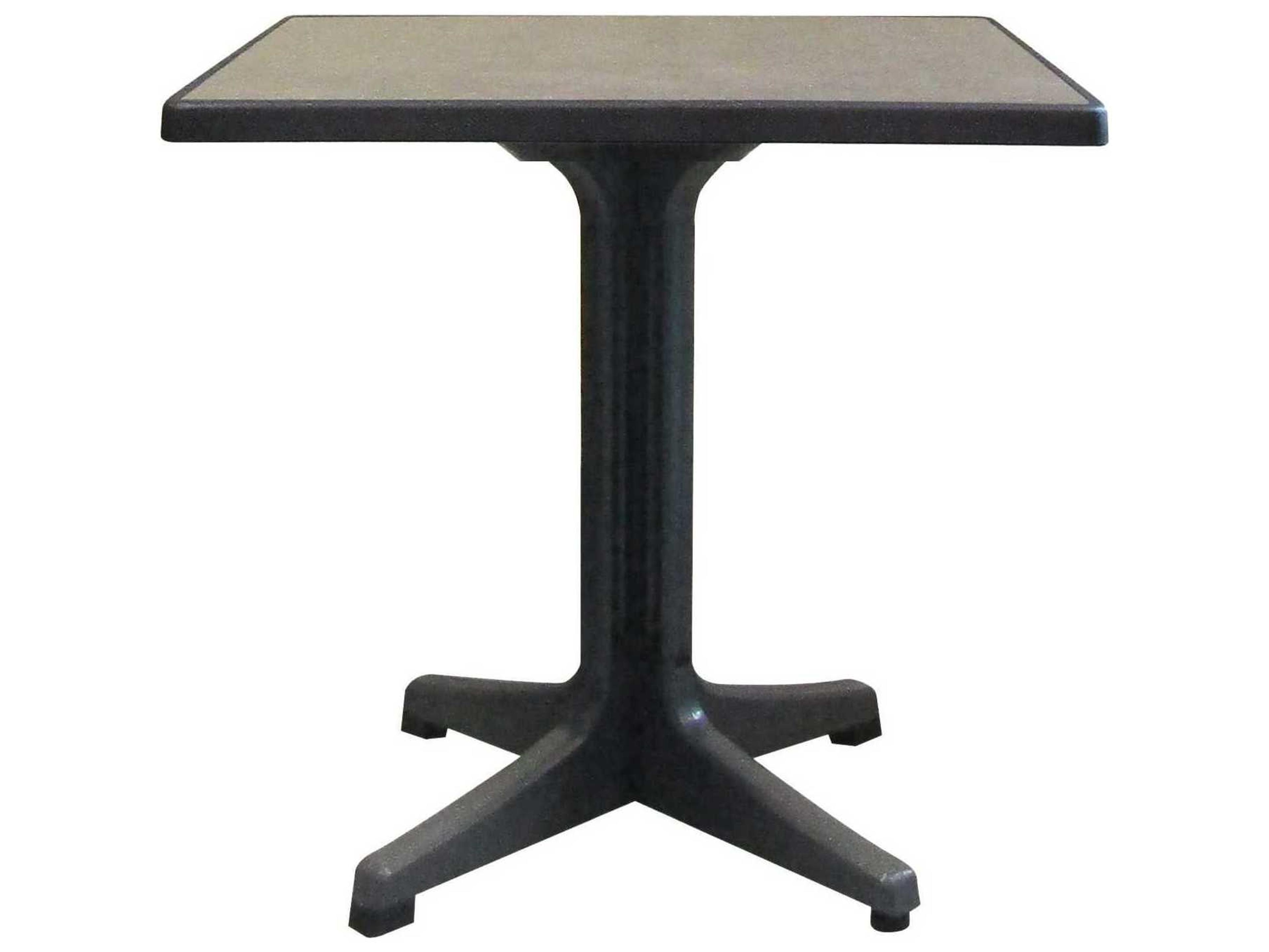 Grosfillex Omega Resin Charcoal Square Brushed Top Outdoor Bistro Table