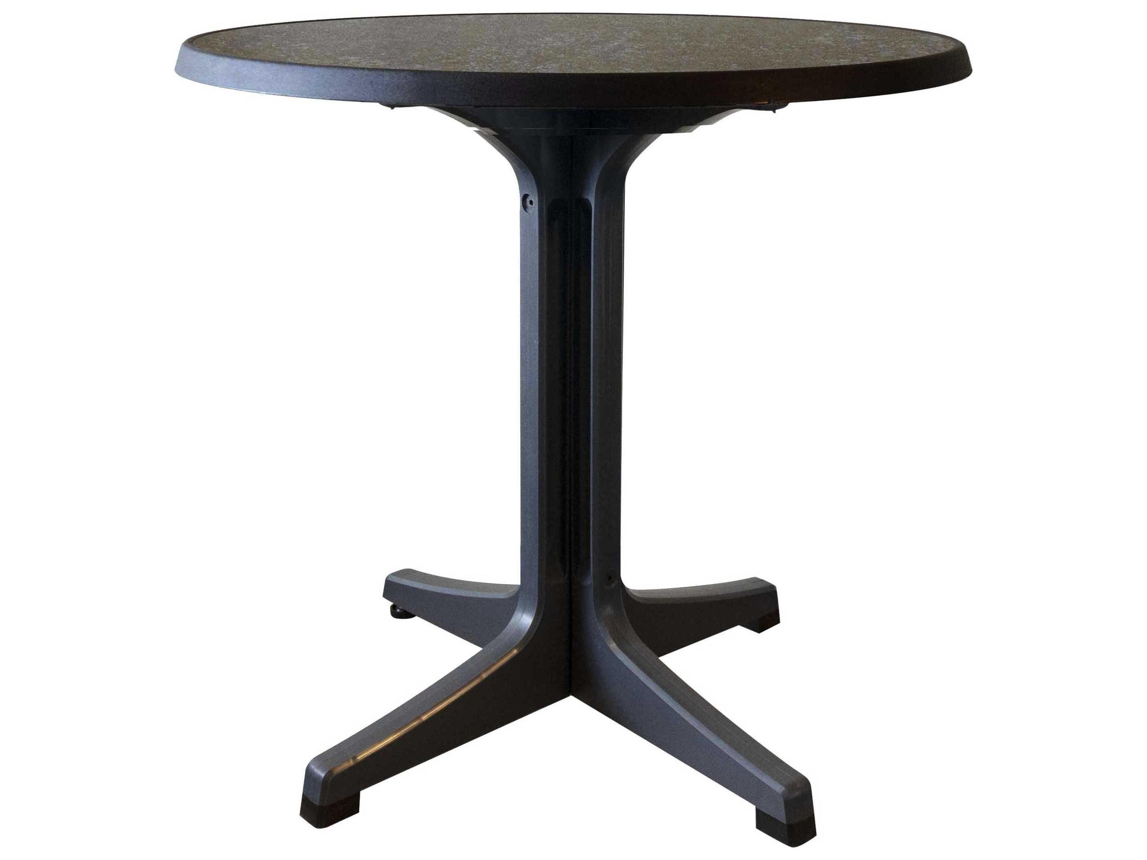 Grosfillex Omega resin Charcoal Round Dark Concrete Top Outdoor Bistro Table