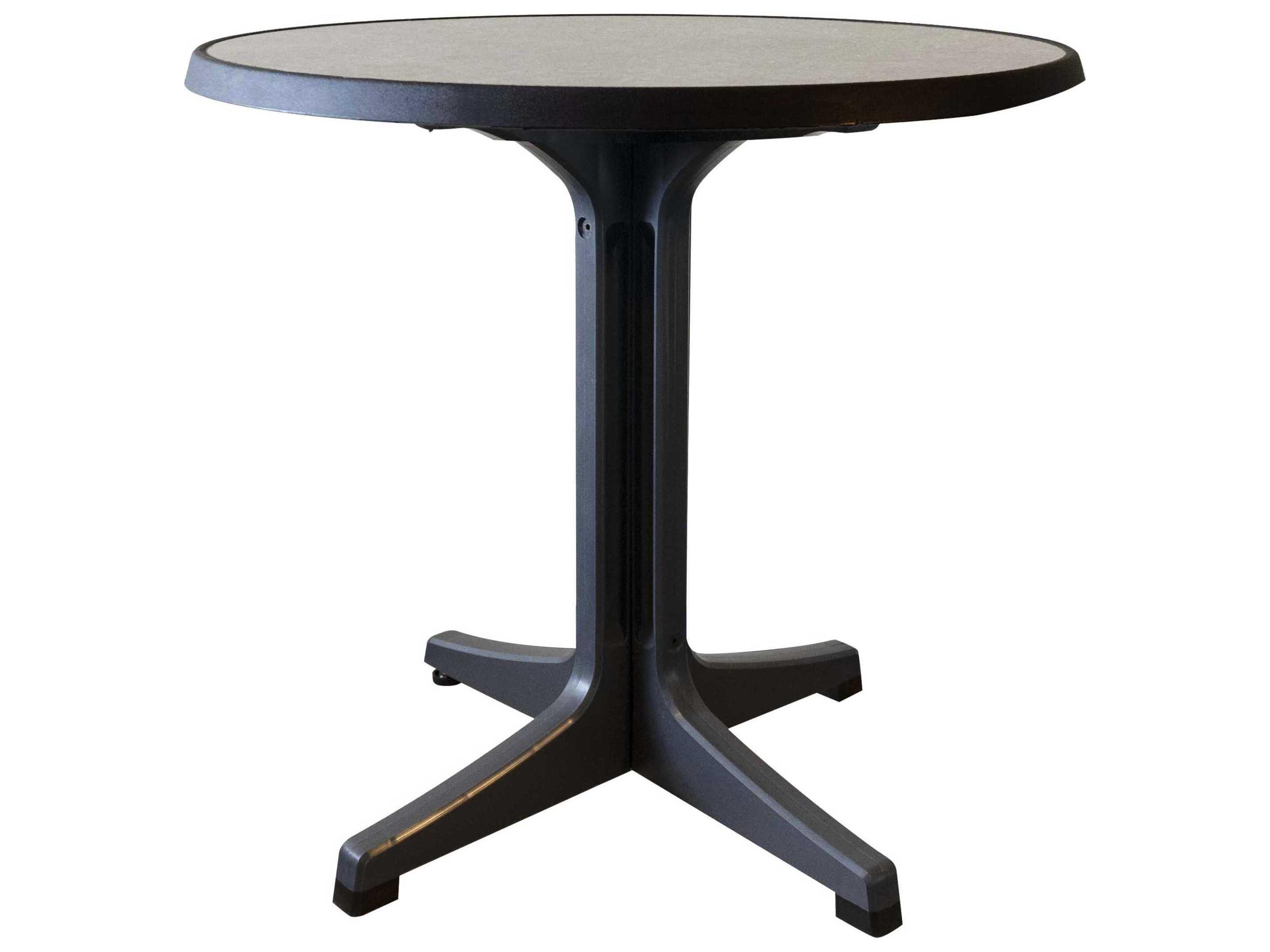 Grosfillex Omega Resin Charcoal Round Brushed Top Outdoor Patio Bistro Table