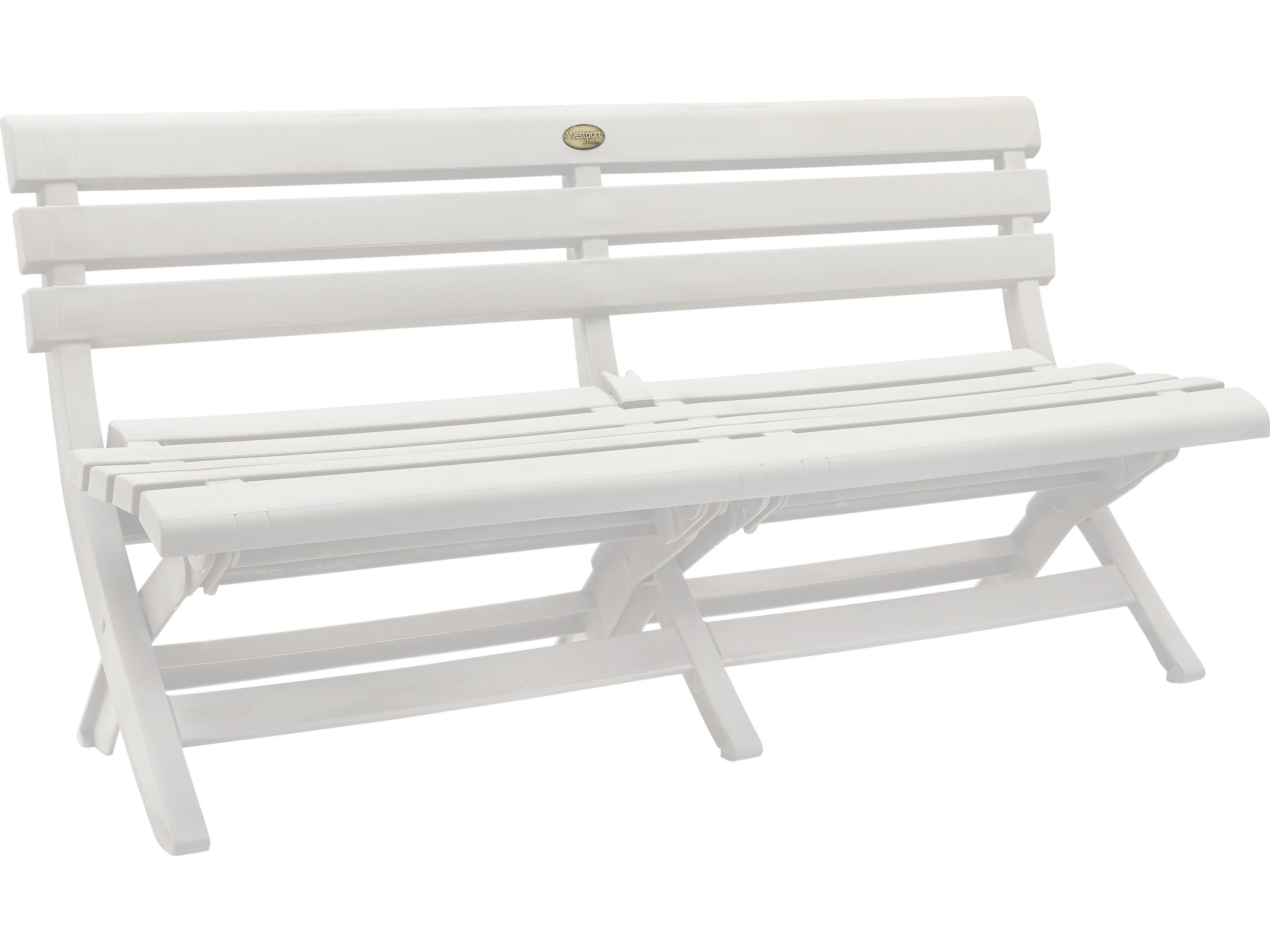 Grosfillex Westport Resin White Patio Bench