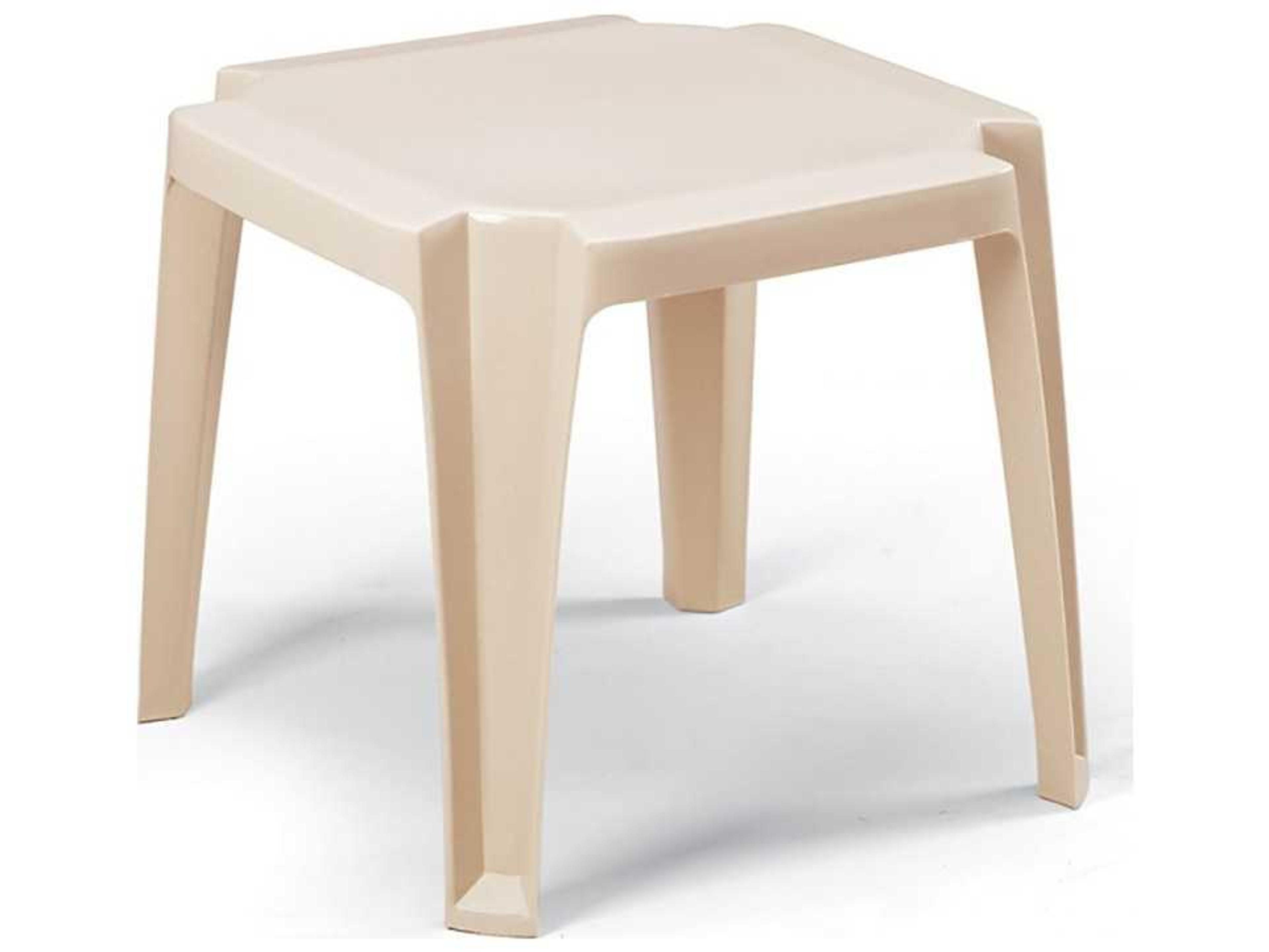 Grosfillex Miami Resin Sand Square Low Outdoor Patio End Table