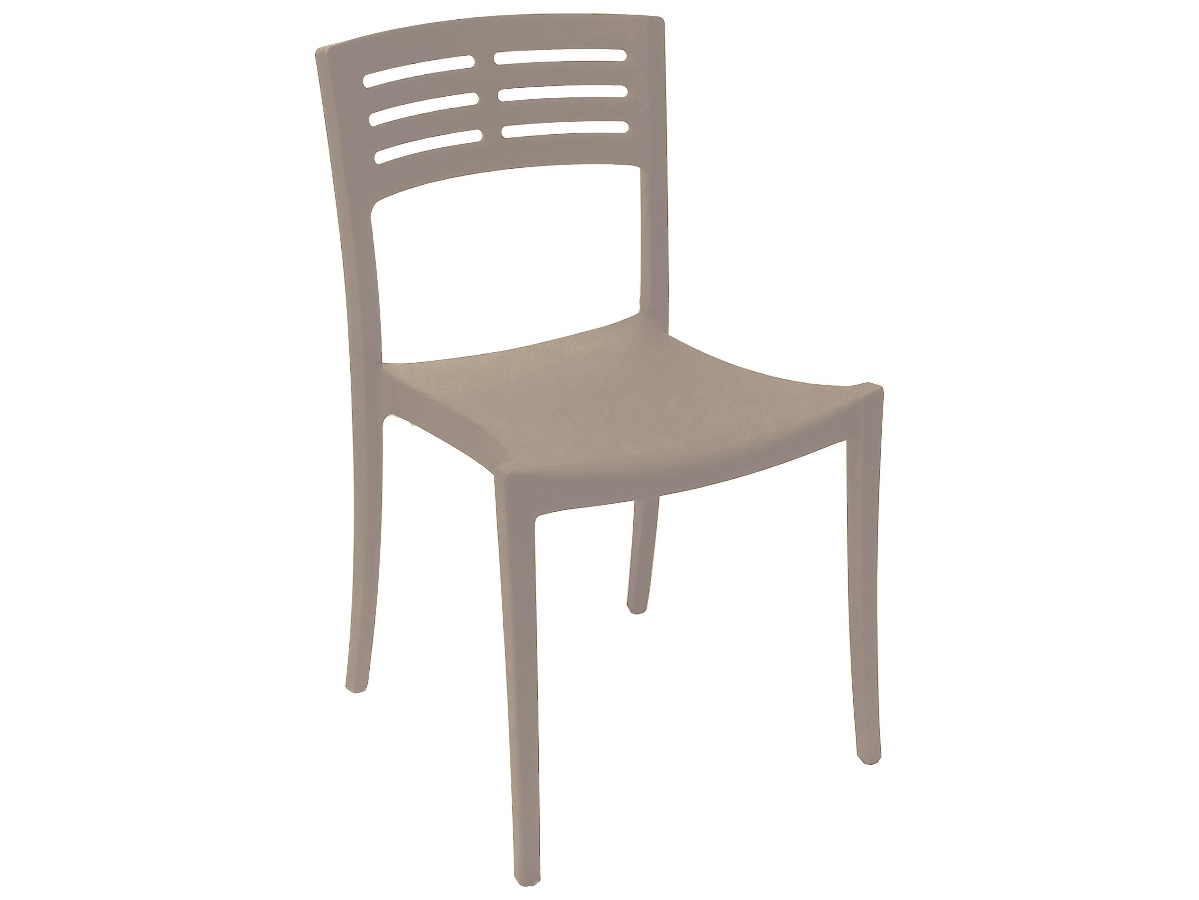 Grosfillex Vogue Resin Taupe Stacking Outdoor Dining Side Chair
