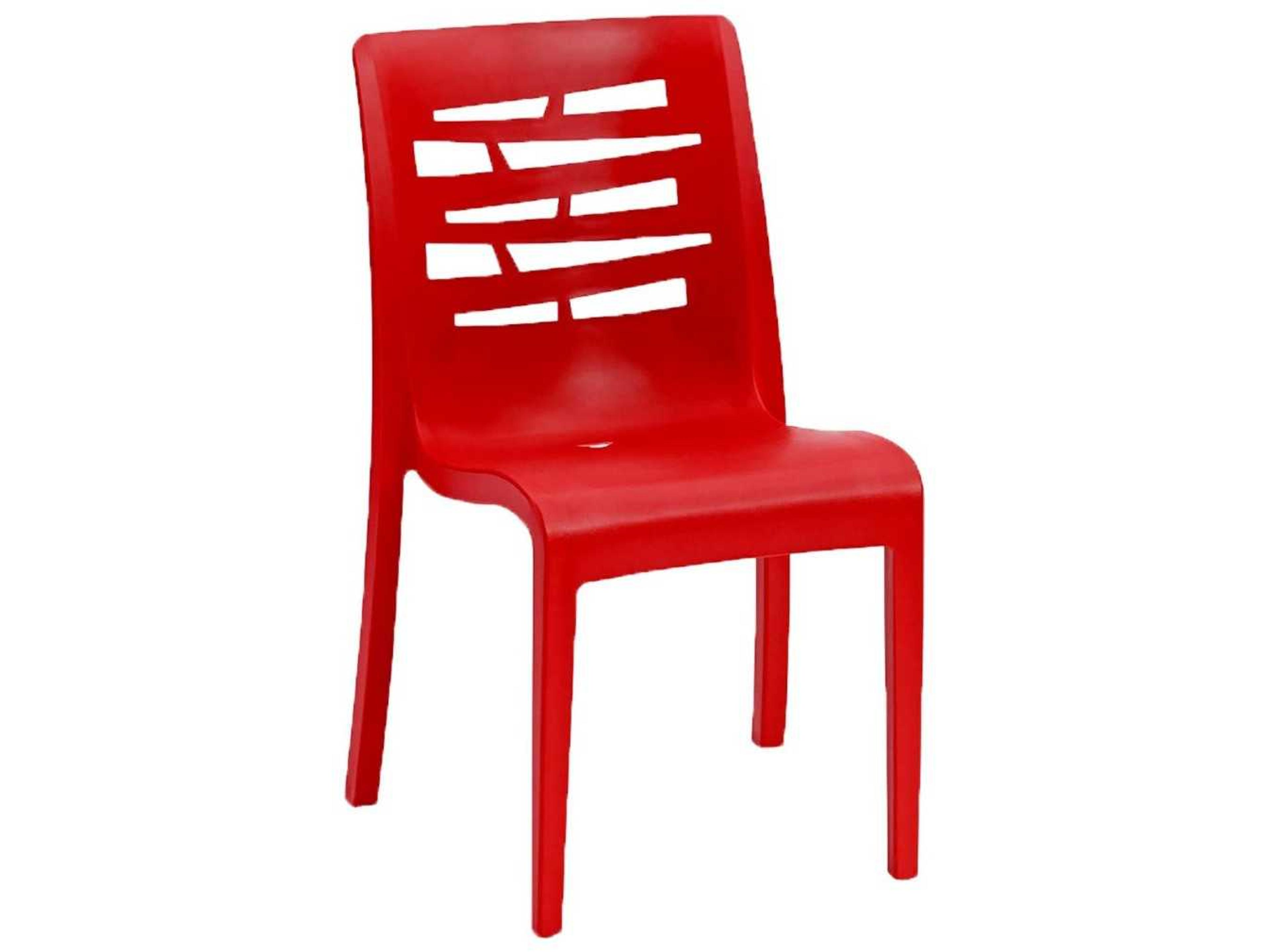 Grosfillex Essenza Resin Red Stacking Patio Dining Side Chair