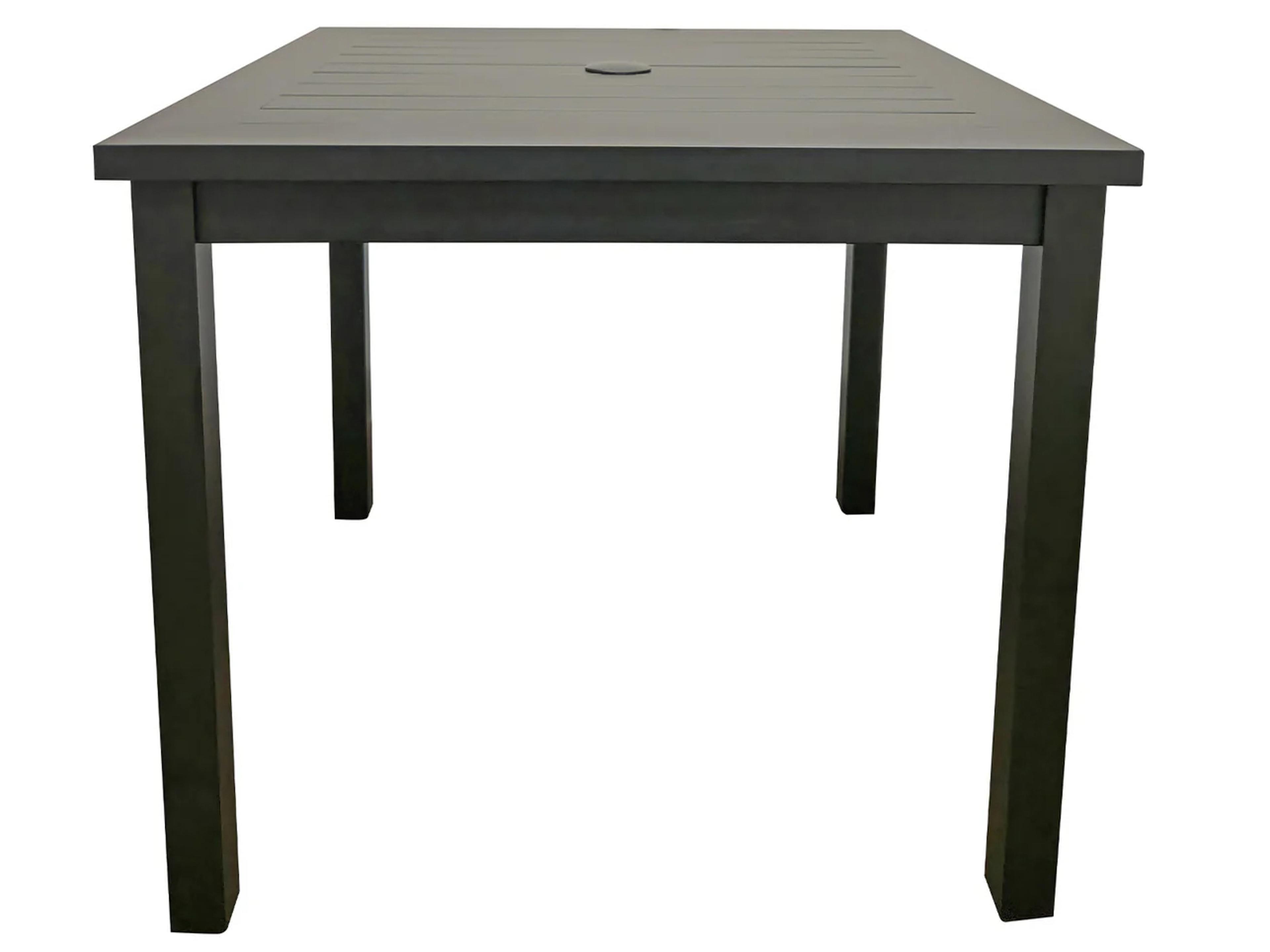 Grosfillex Sigma Aluminum Volcanic Black Square Patio Bar Height Table