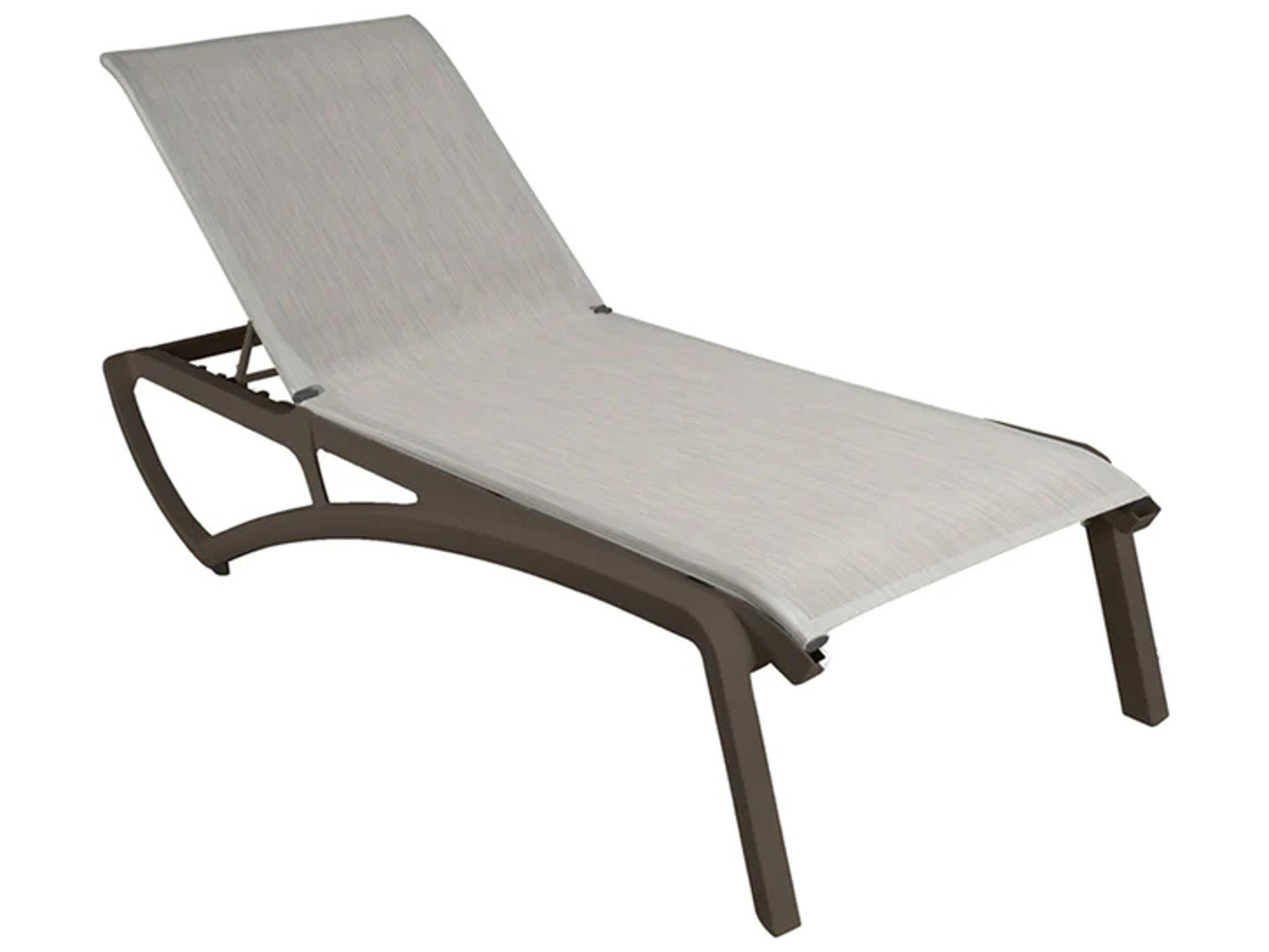 Grosfillex Sunset Aluminum Resin Fusion Bronze Outdoor Patio Chaise Lounge in Beige