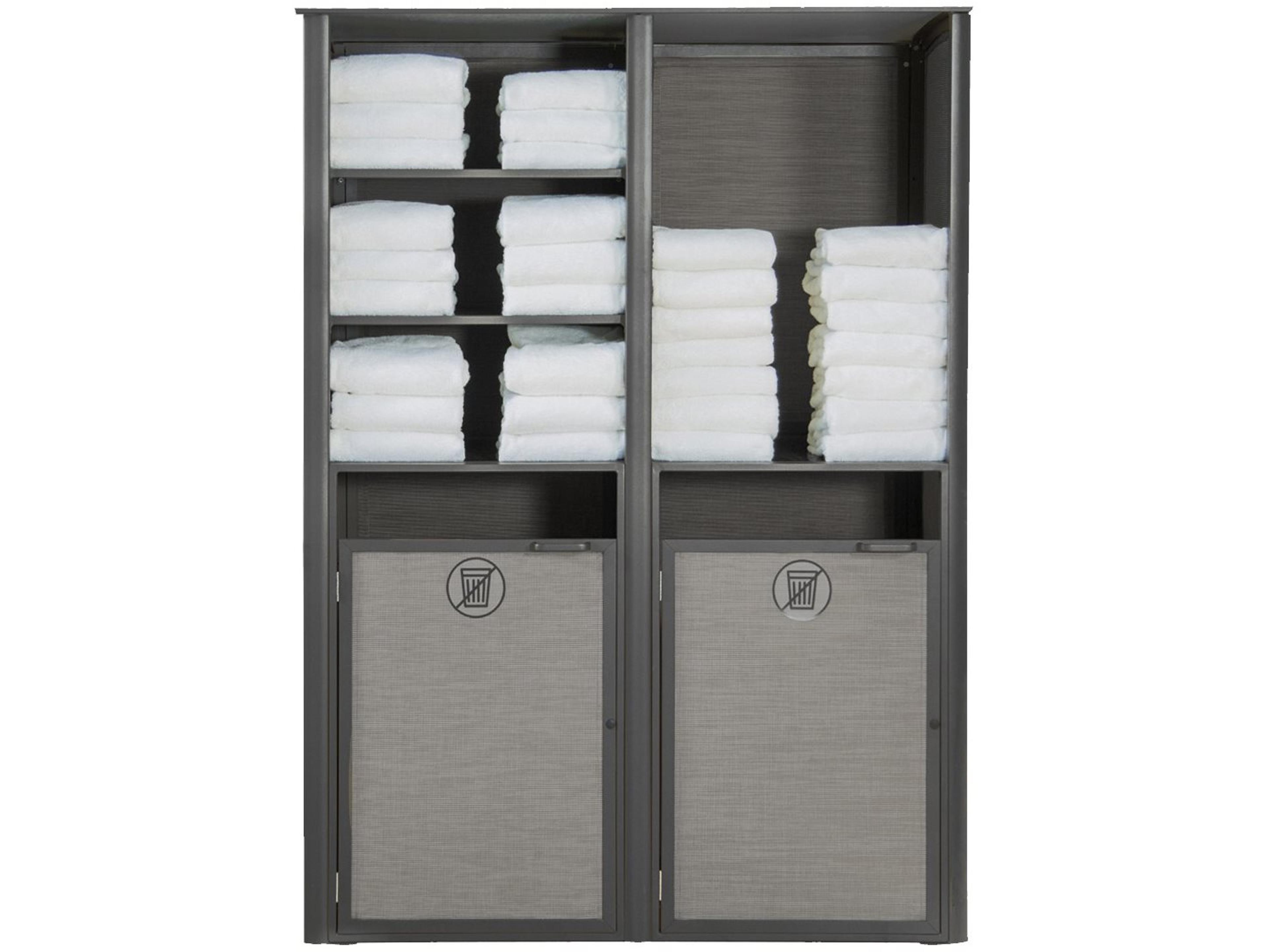 Grosfillex Sunset Sling Aluminum Solid Gray/Volcanic Black Towel Valet Double Unit