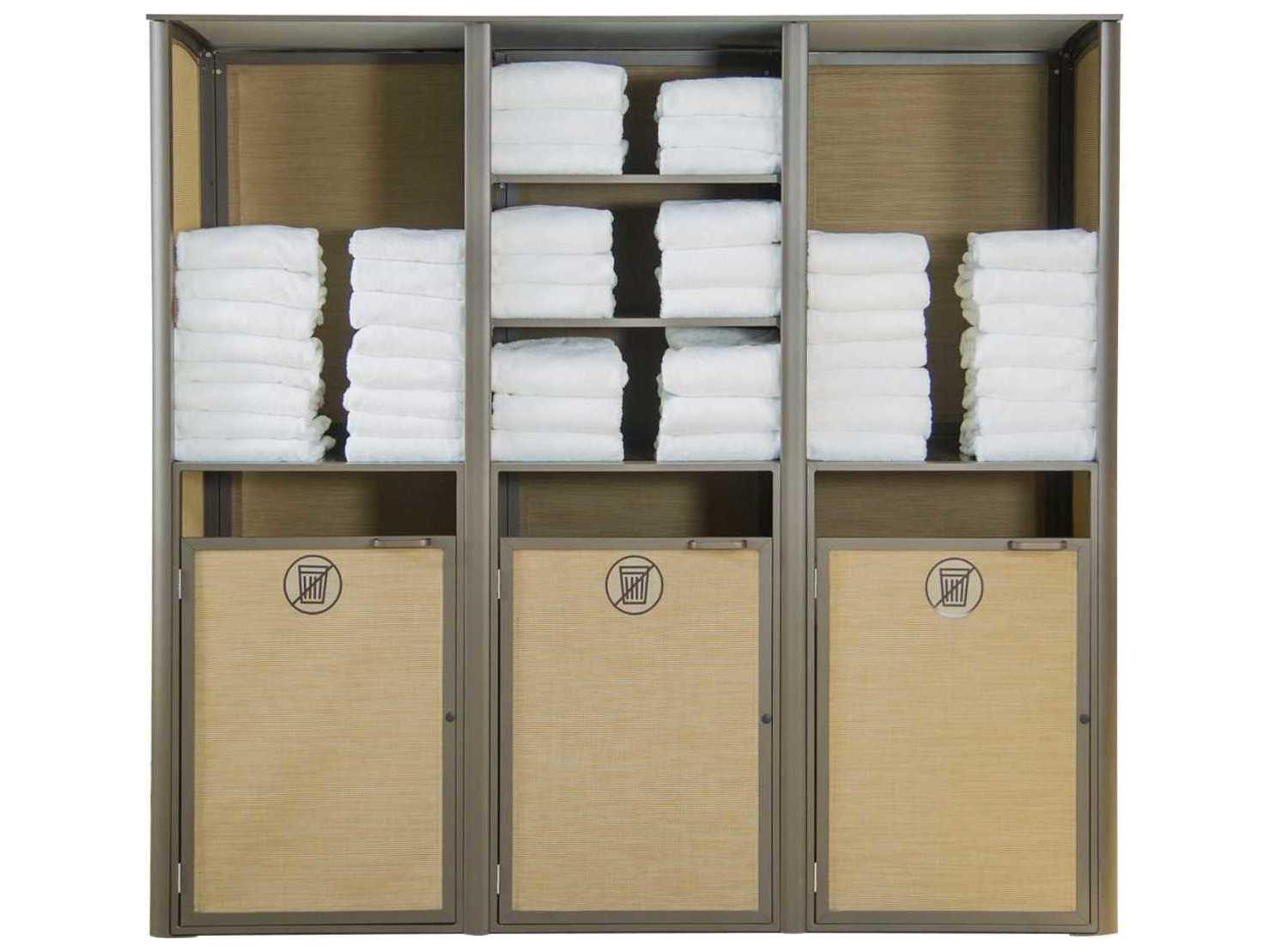 Grosfillex Sunset Sling Aluminum Cognac/Fusion Bronze Towel Valet Triple Unit