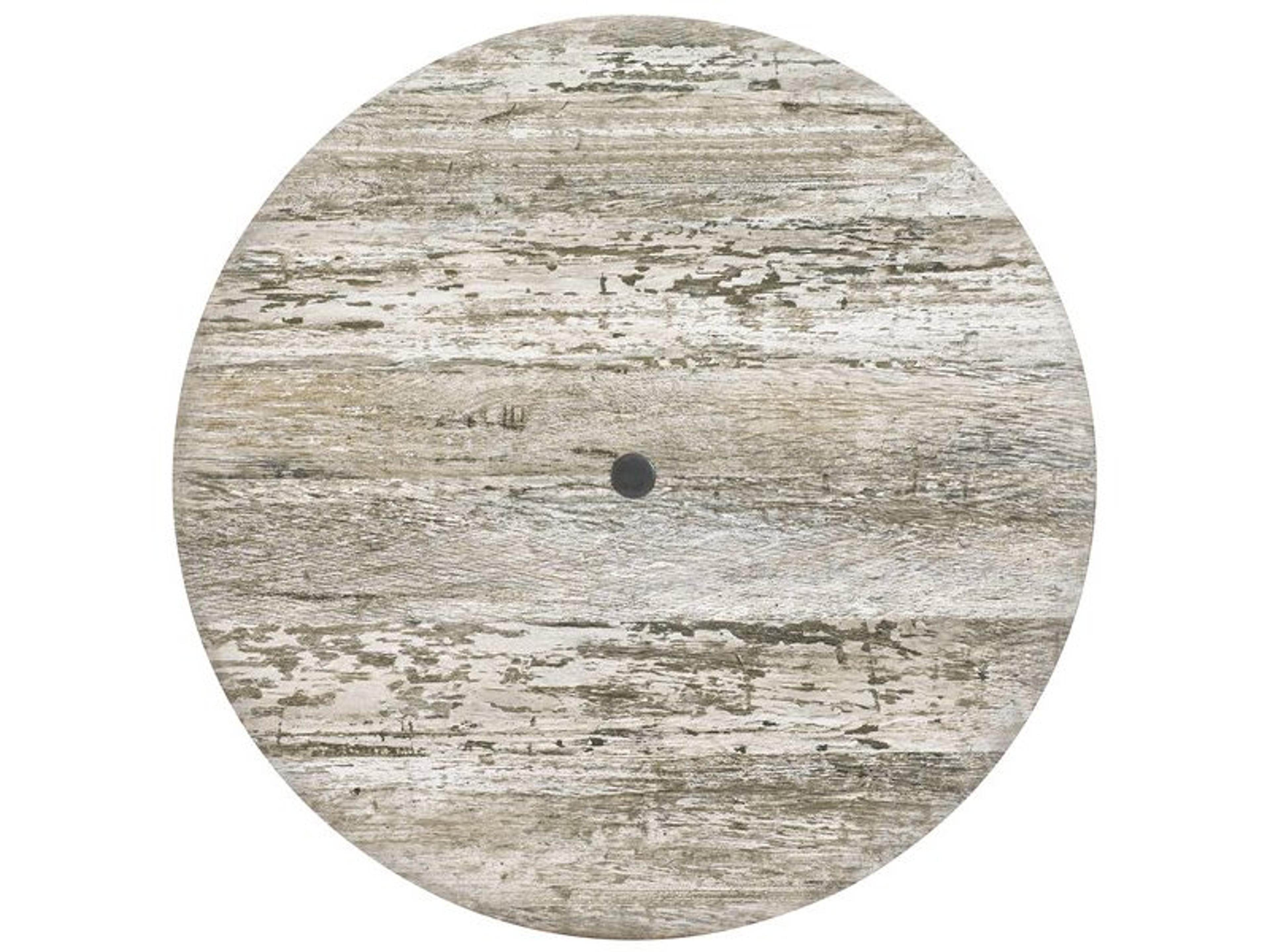 Grosfillex Molded Melamine Resin Barn White Round Table Top with Umbrella Hole