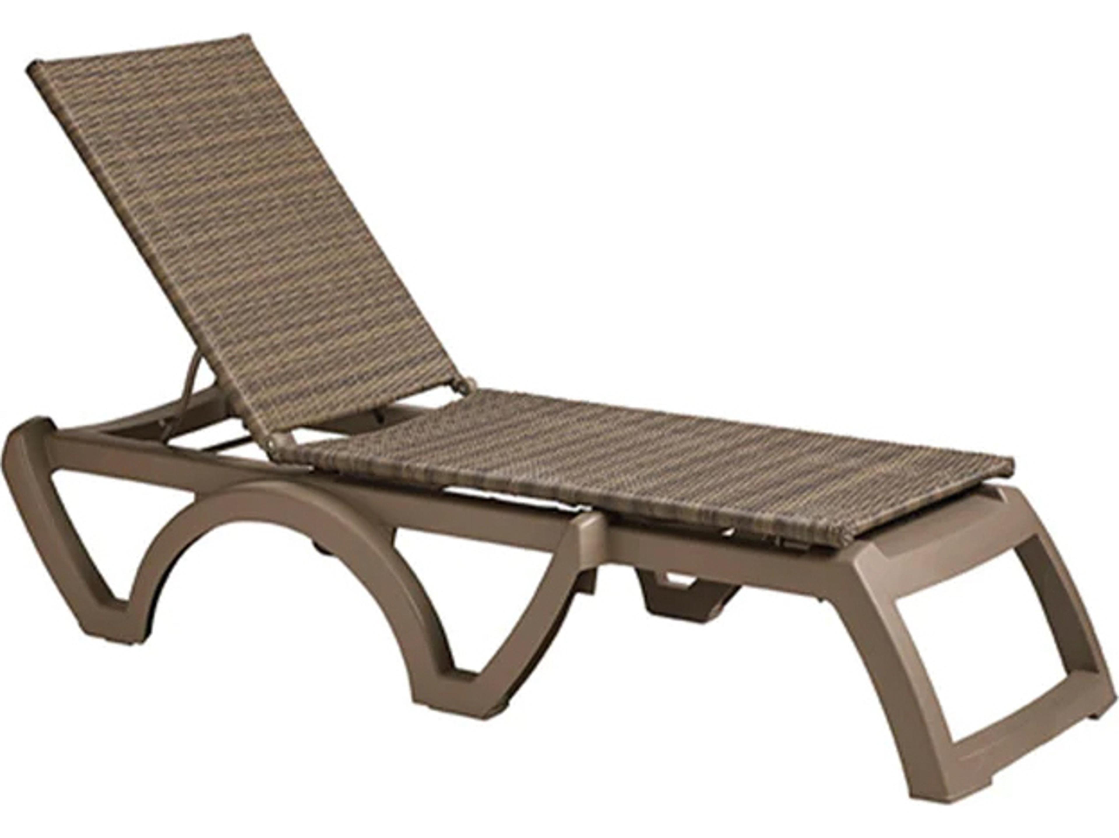 Grosfillex Java Resin Wicker French Taupe Adjustable Patio Chaise Lounge in French Taupe