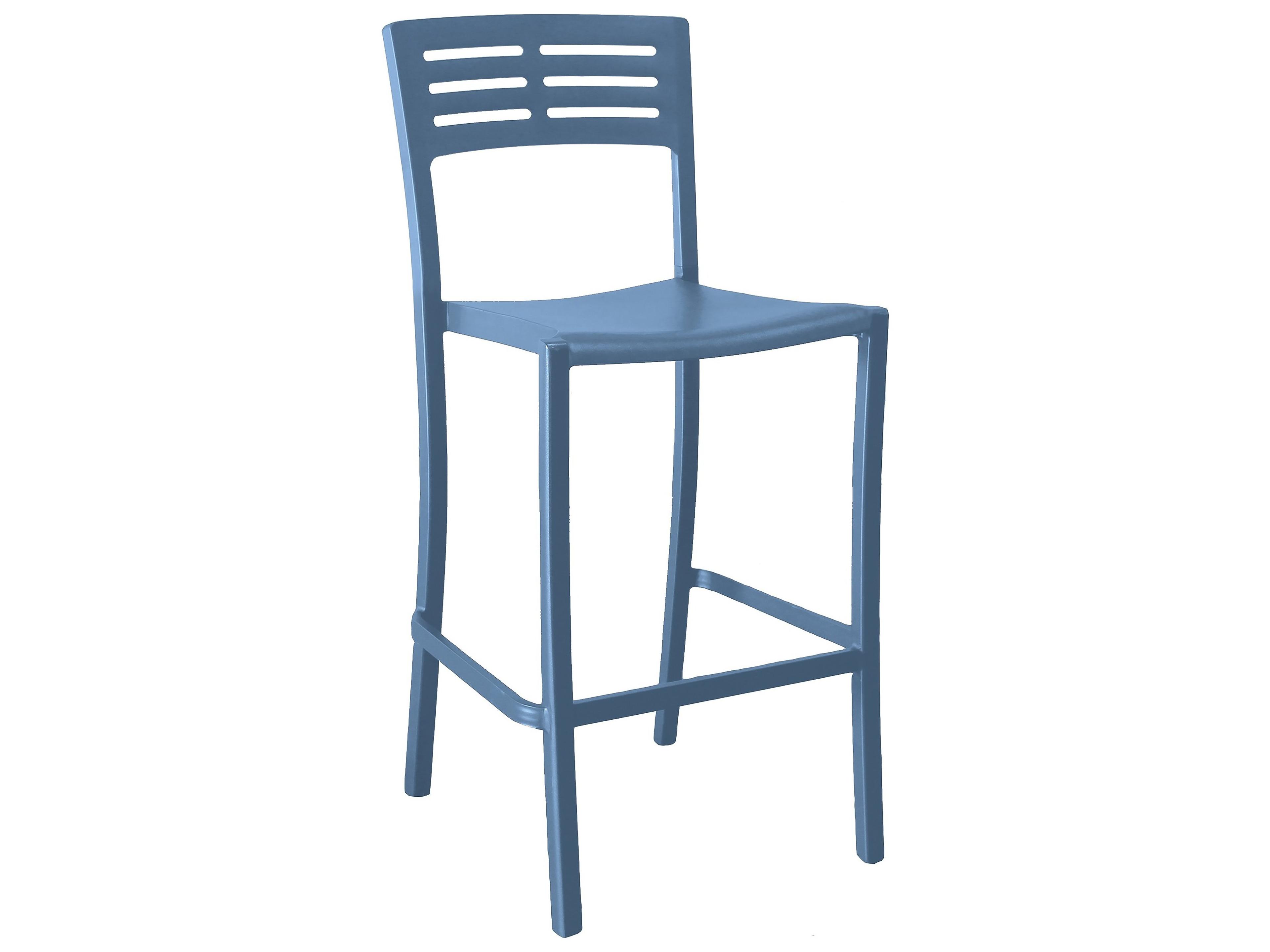 Grosfillex Vogue Aluminum Denim Blue Stacking Armless Outdoor Bar Stool