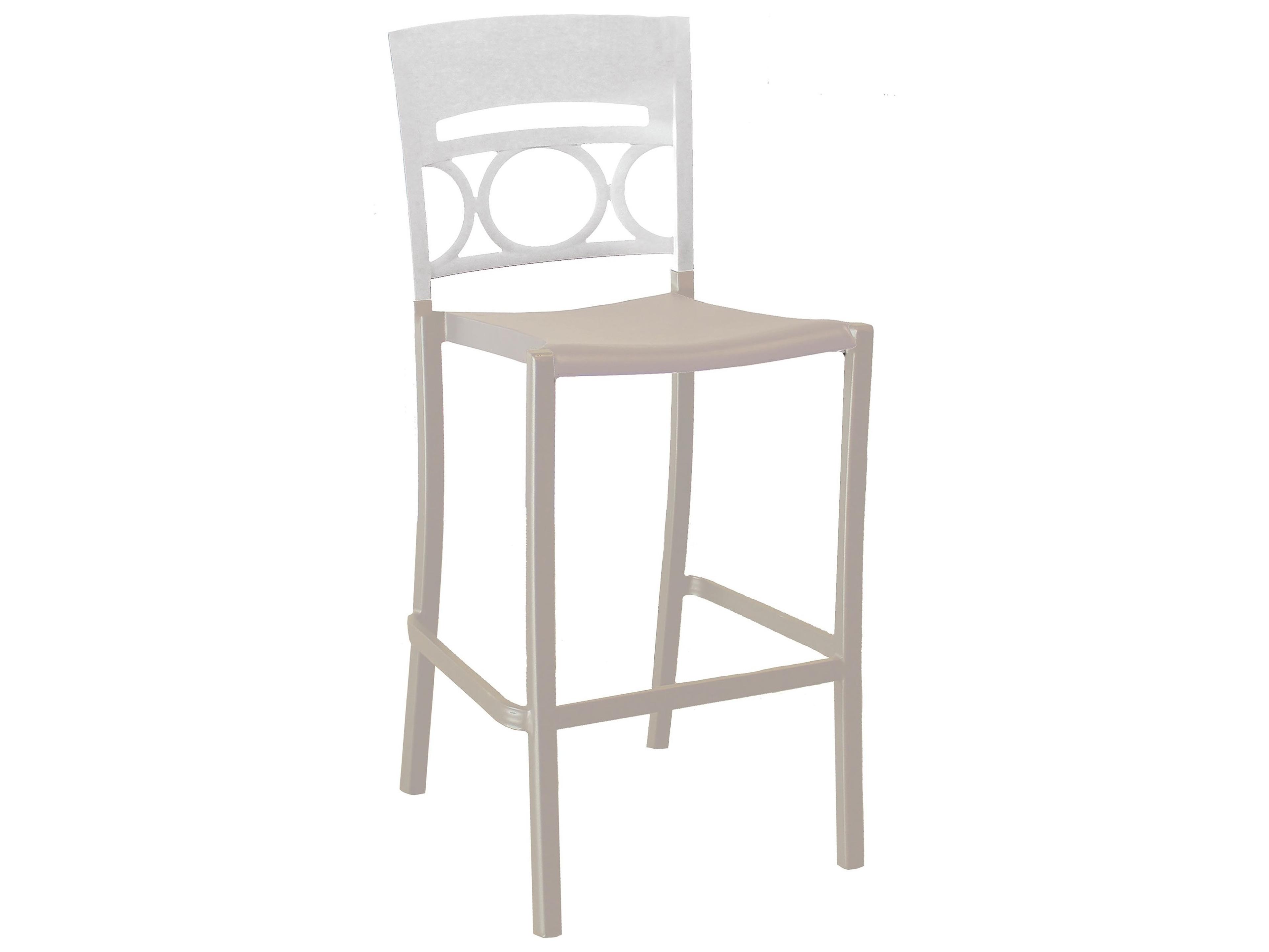 Grosfillex Moon Aluminum Glacier White/Linen Stacking Armless Outdoor Patio Bar Stool