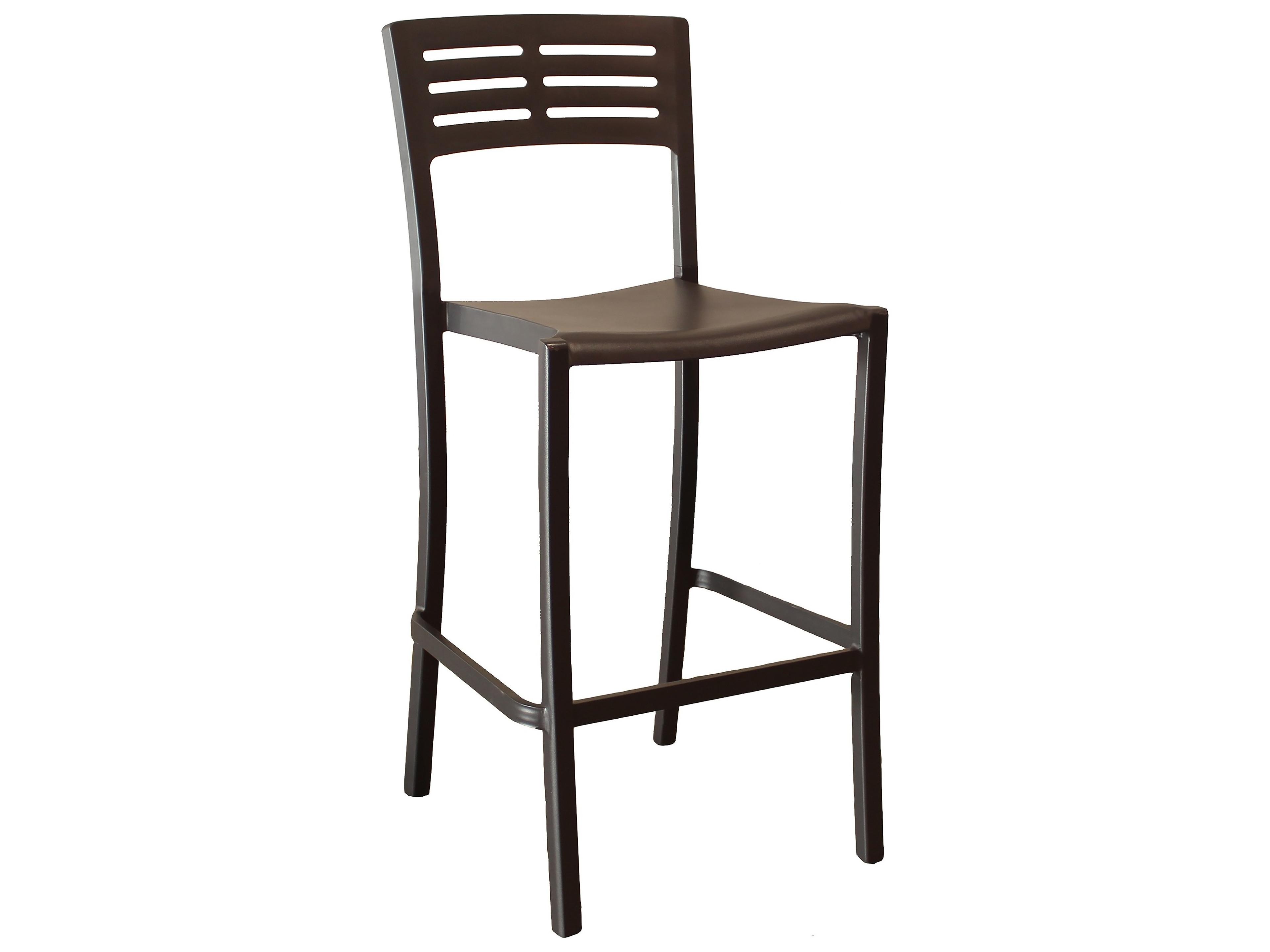 Grosfillex Vogue Aluminum Black Stacking Armless Outdoor Patio Bar Stool