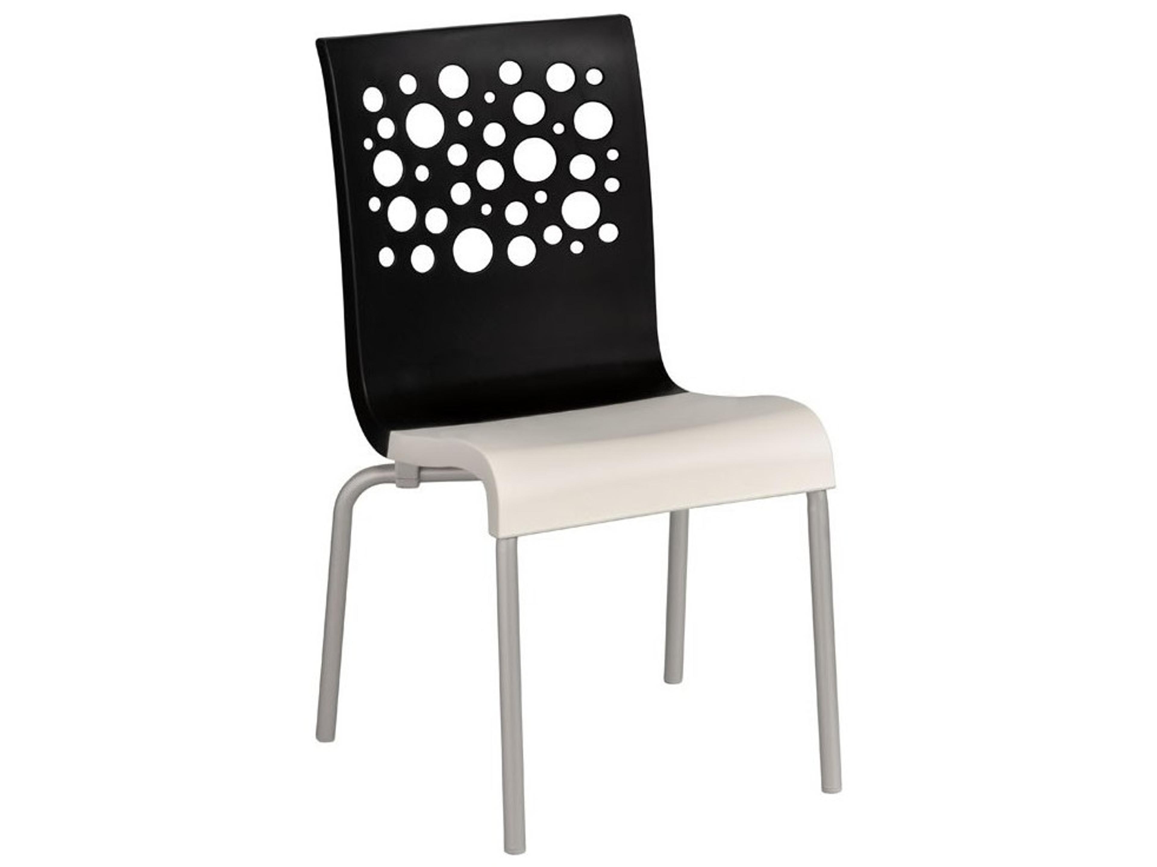 Grosfillex Tempo Aluminum Black/White Stacking Outdoor Dining Side Chair