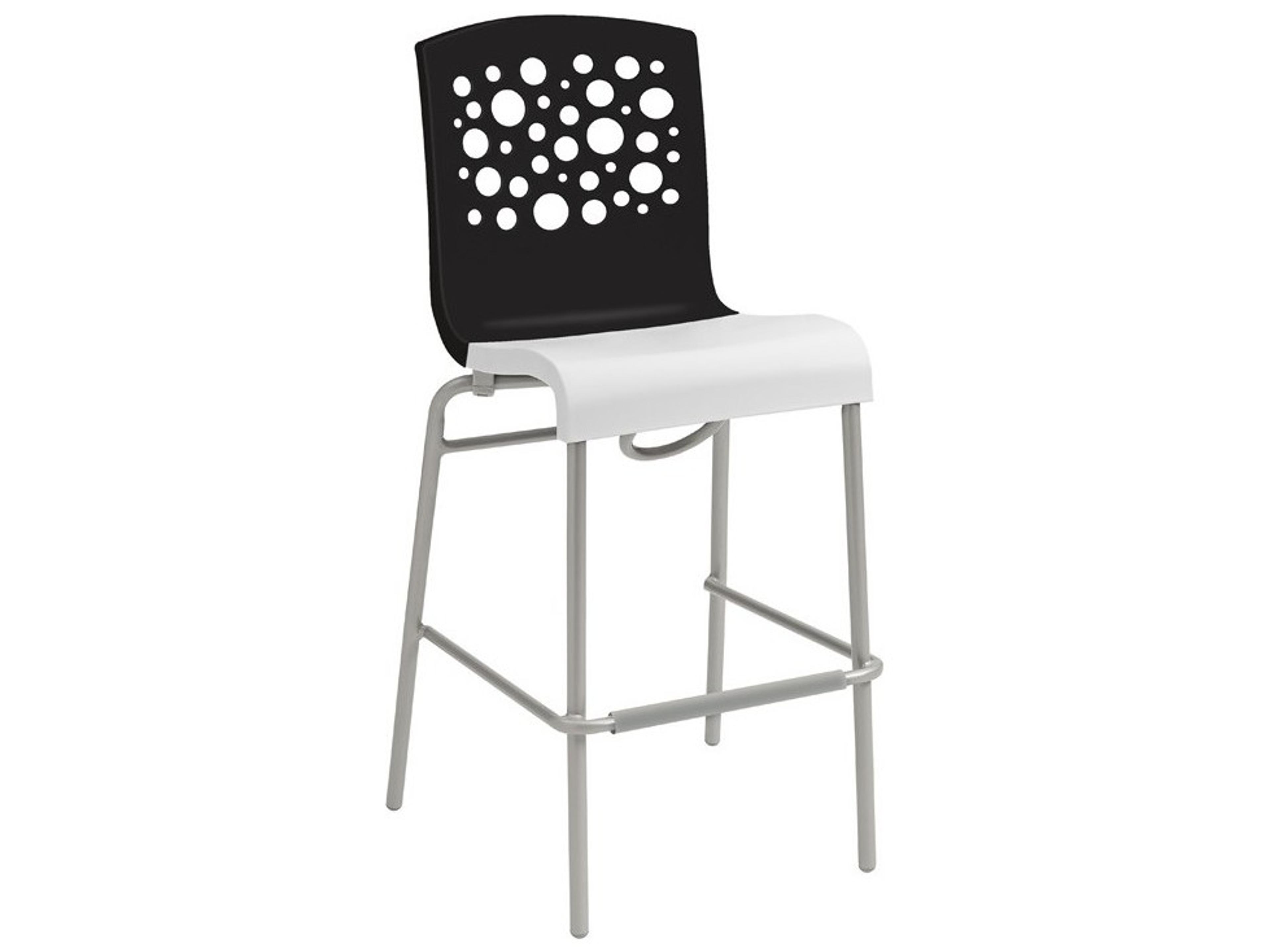 Grosfillex Tempo Aluminum Black/White Stacking Armless Patio Bar Stool