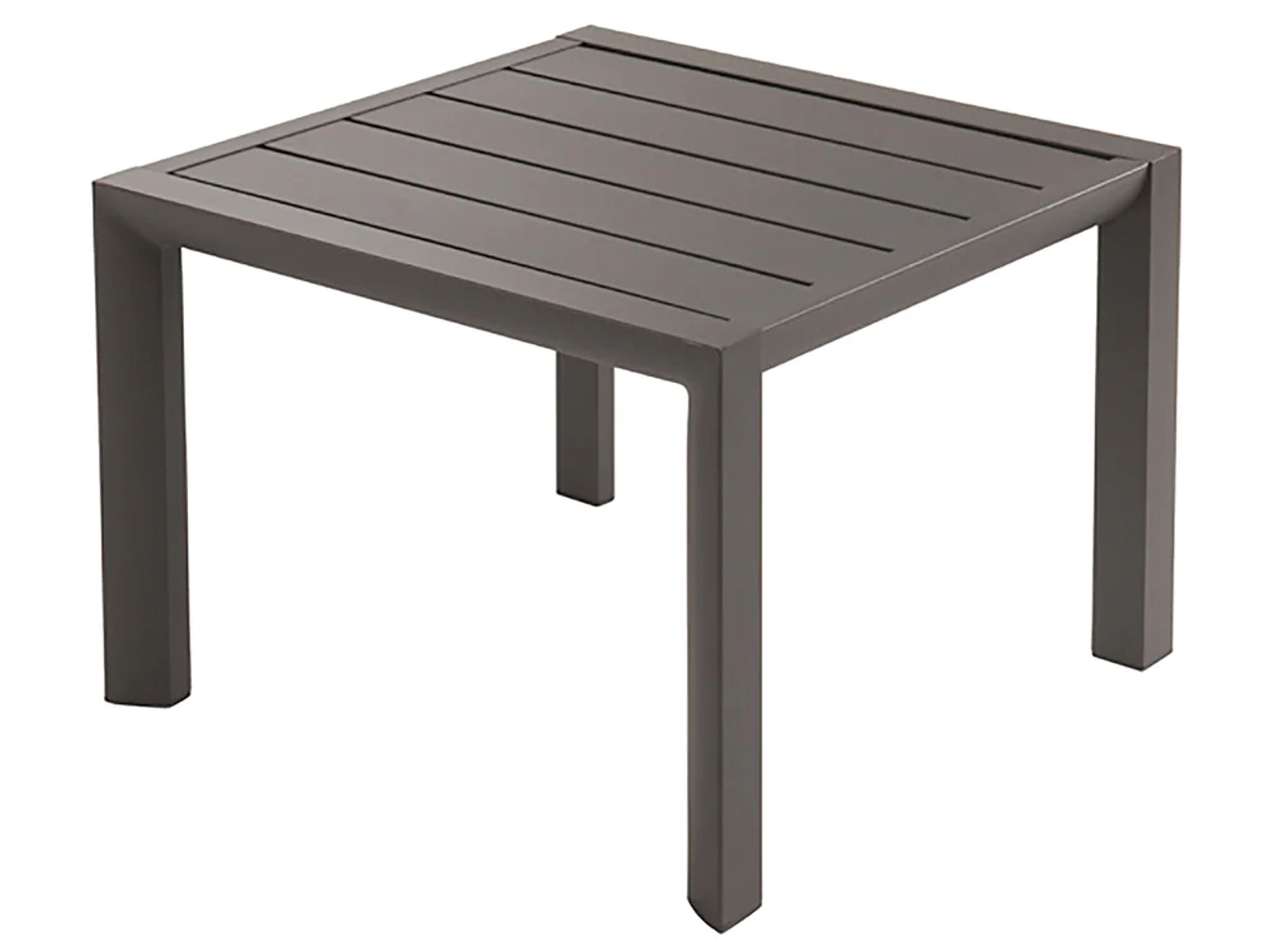 Grosfillex Sunset Aluminum Volcanic Black Round Low Outdoor End Table