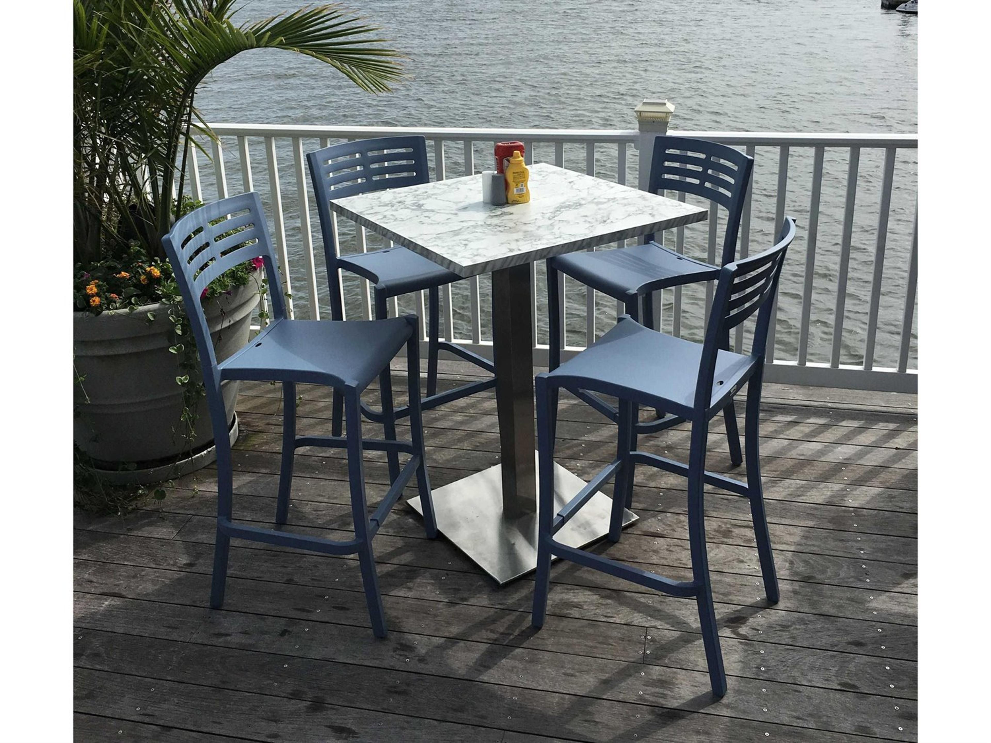 Grosfillex Vogue Resin Denim Blue Bar Set