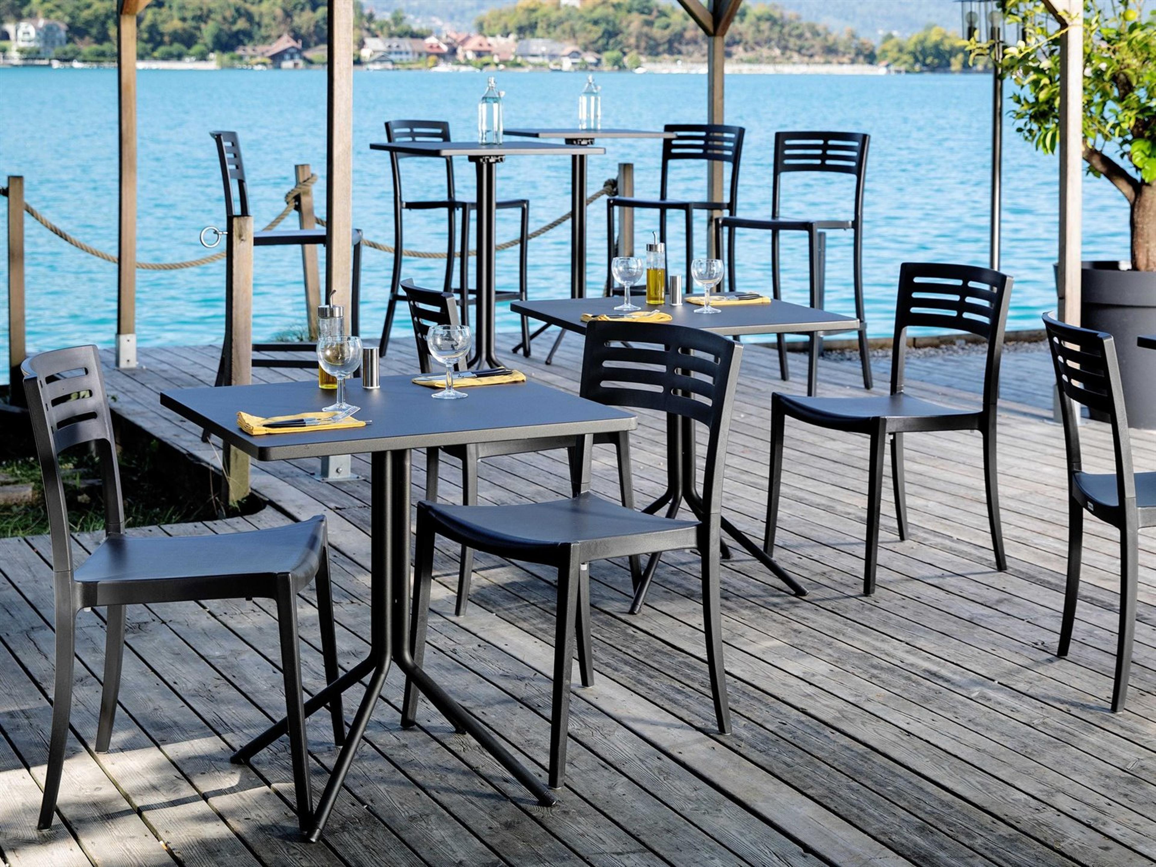 Grosfillex Vogue Resin Black Outdoor Patio Dining Set
