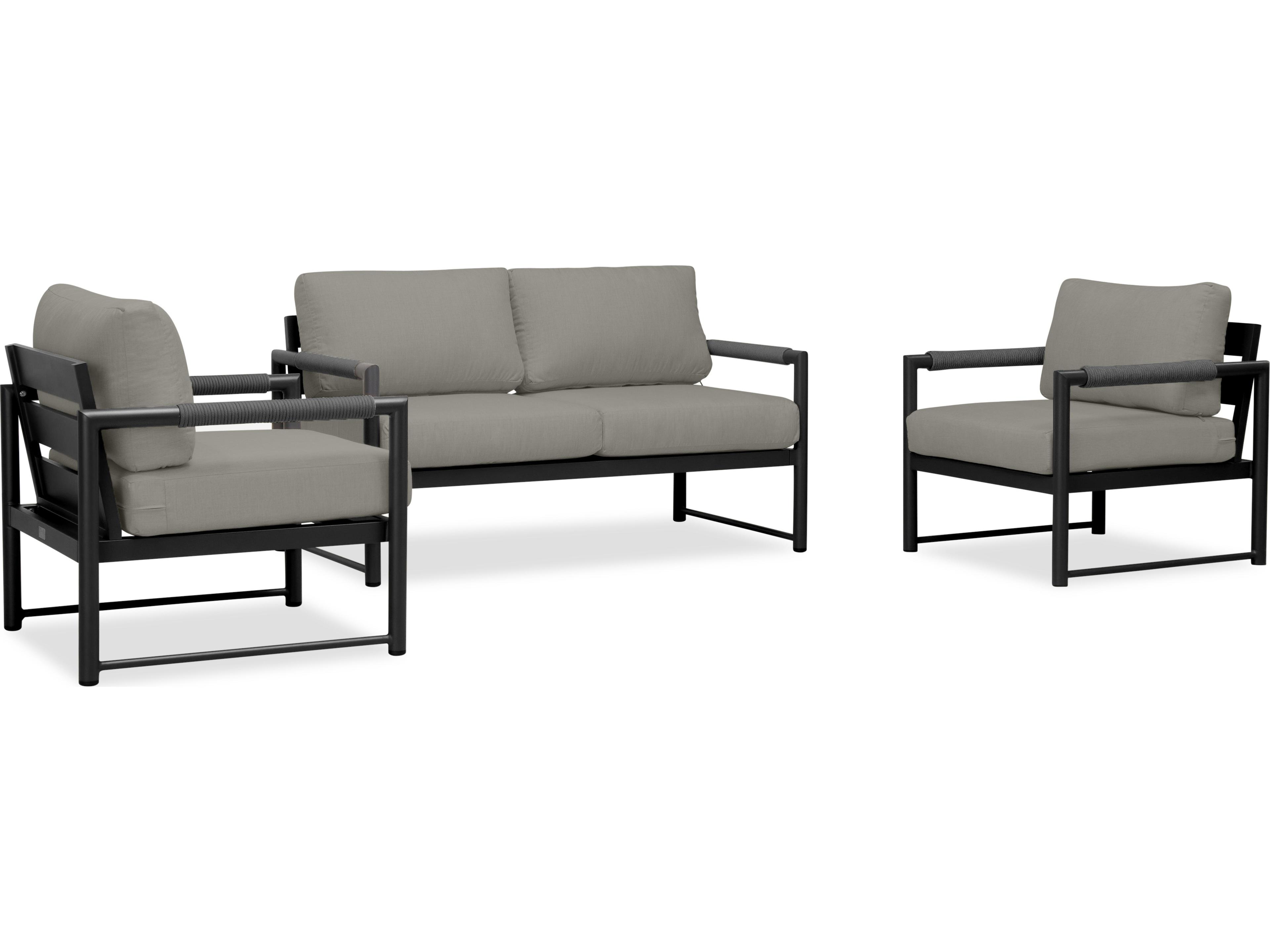 Harmonia Living Alto Aluminum 3 Piece Loveseat Outdoor Lounge Set