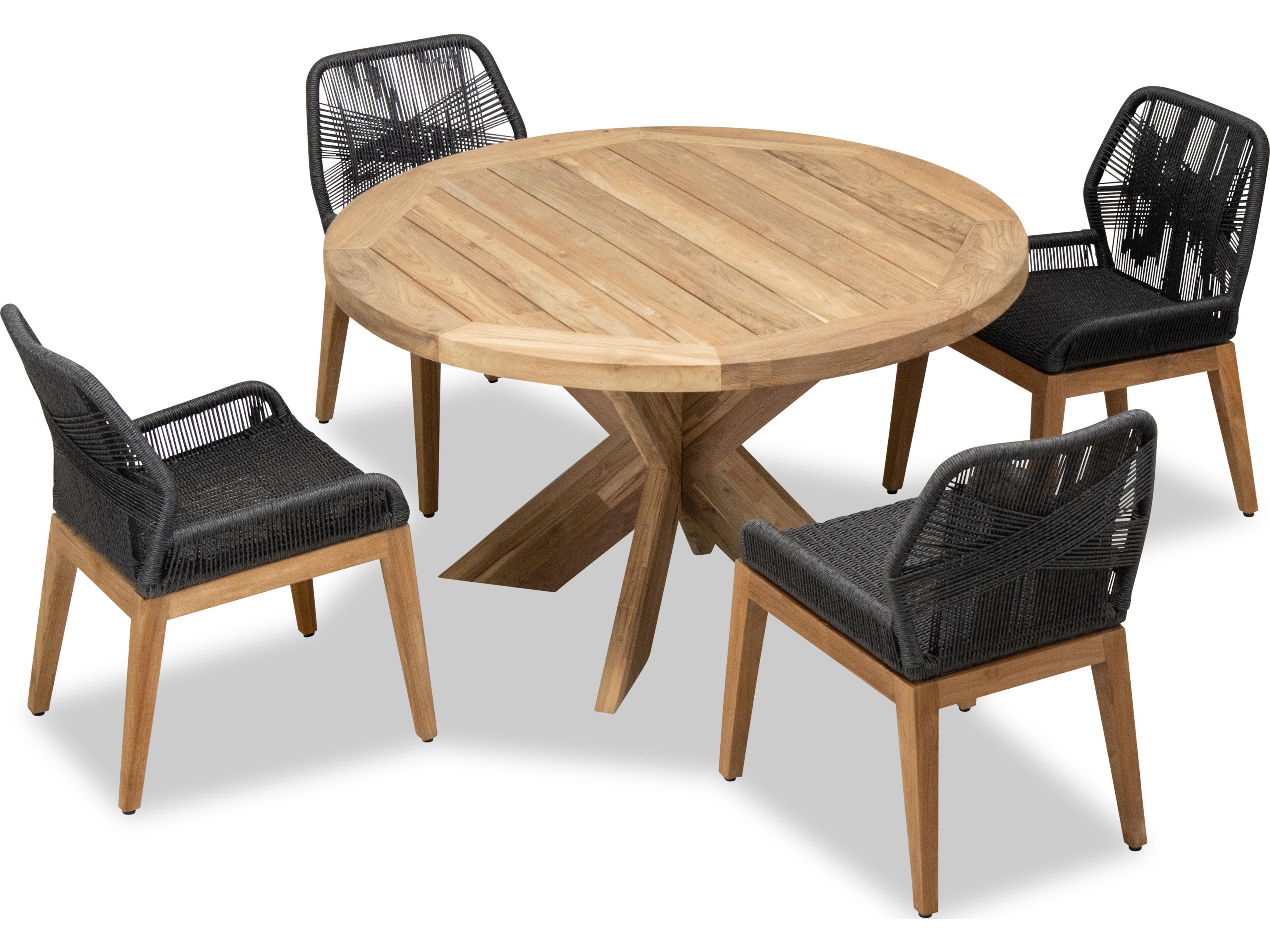 Harmonia Living Carl Teak Rope Field 4 Seat Patio Dining Set