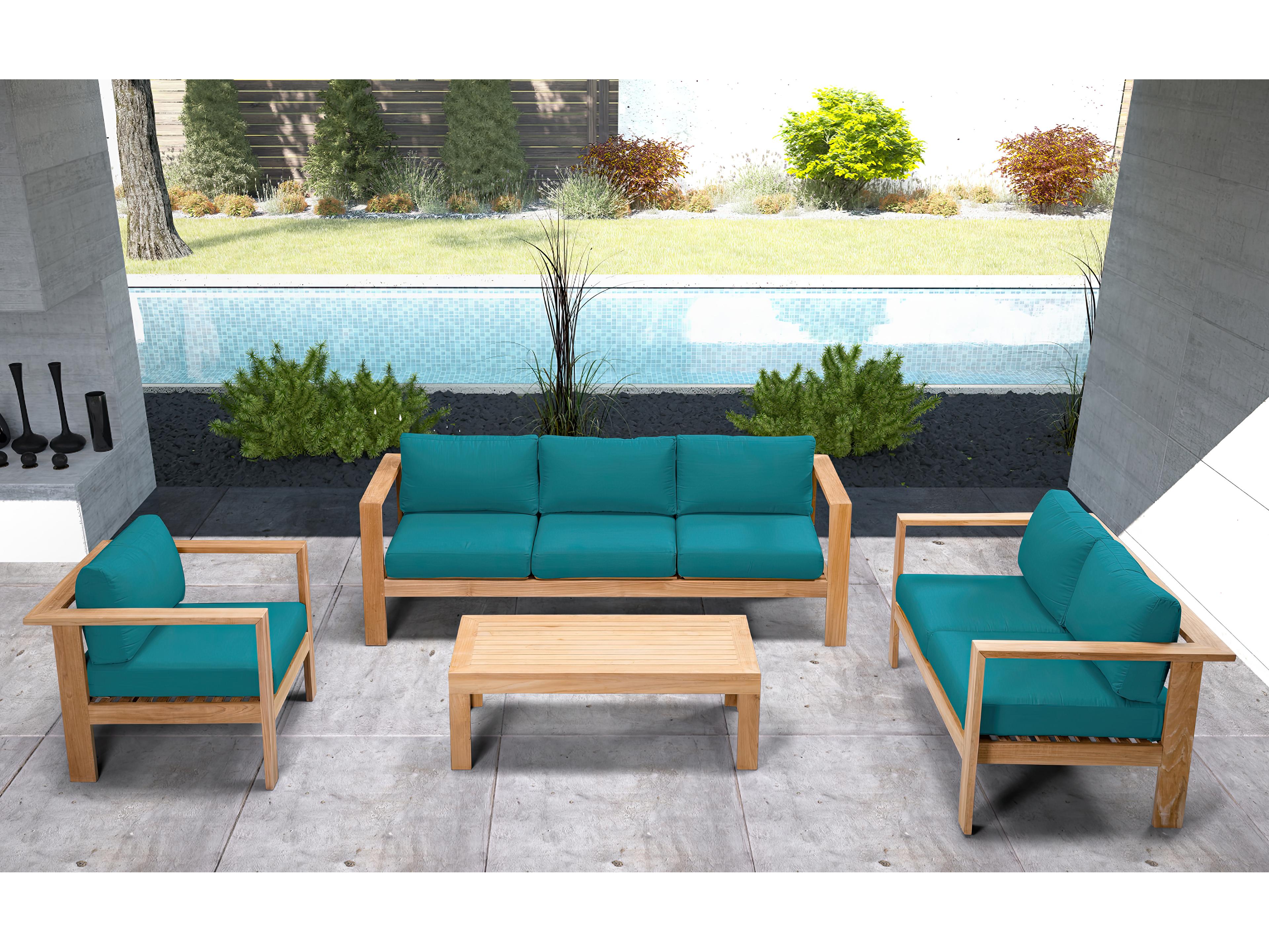 Harmonia Living Ando Teak 4 Piece Sofa Outdoor Lounge Set