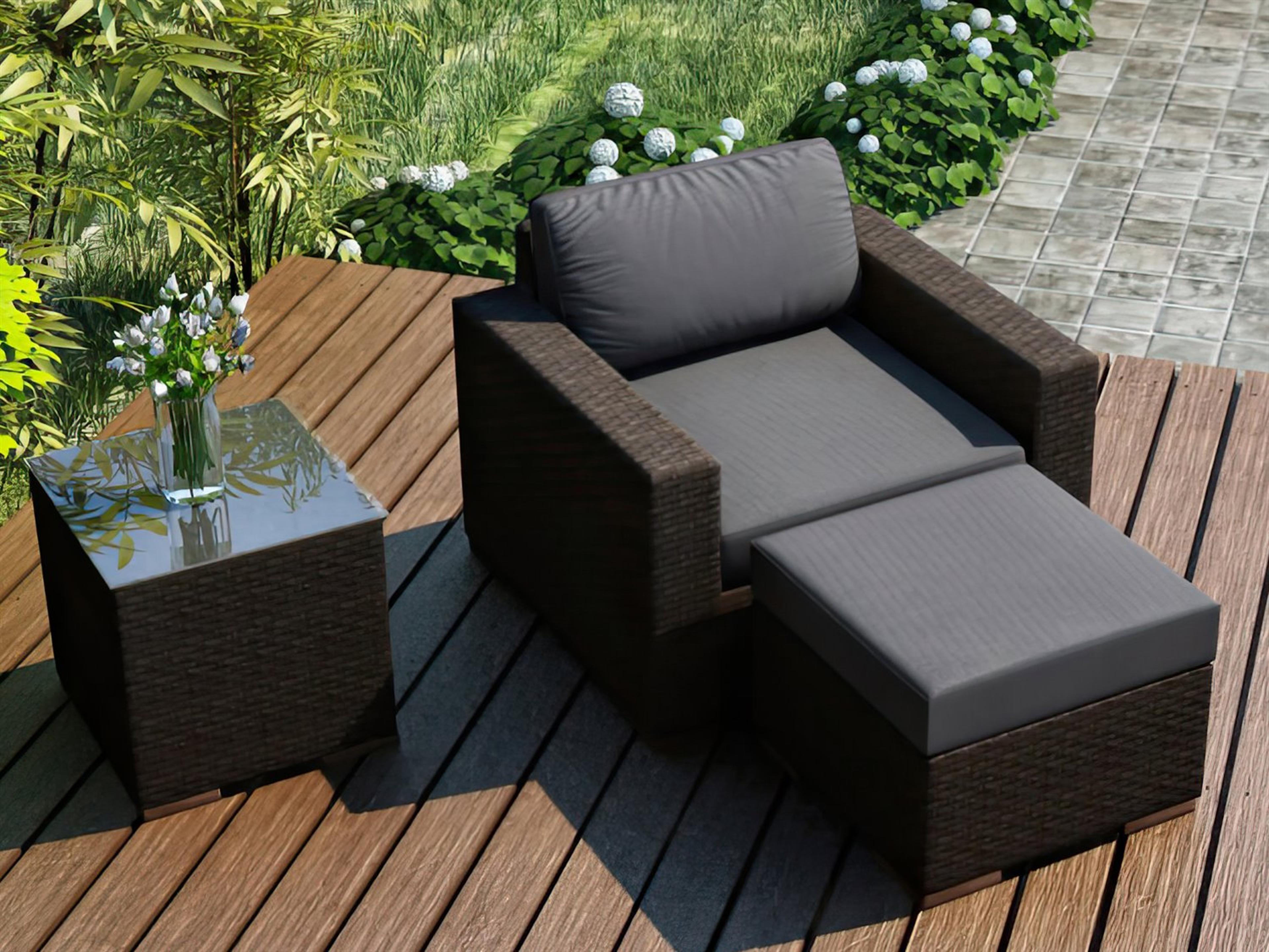 Harmonia Living Arden HDPE Wicker 3 Piece Outdoor Patio Lounge Set