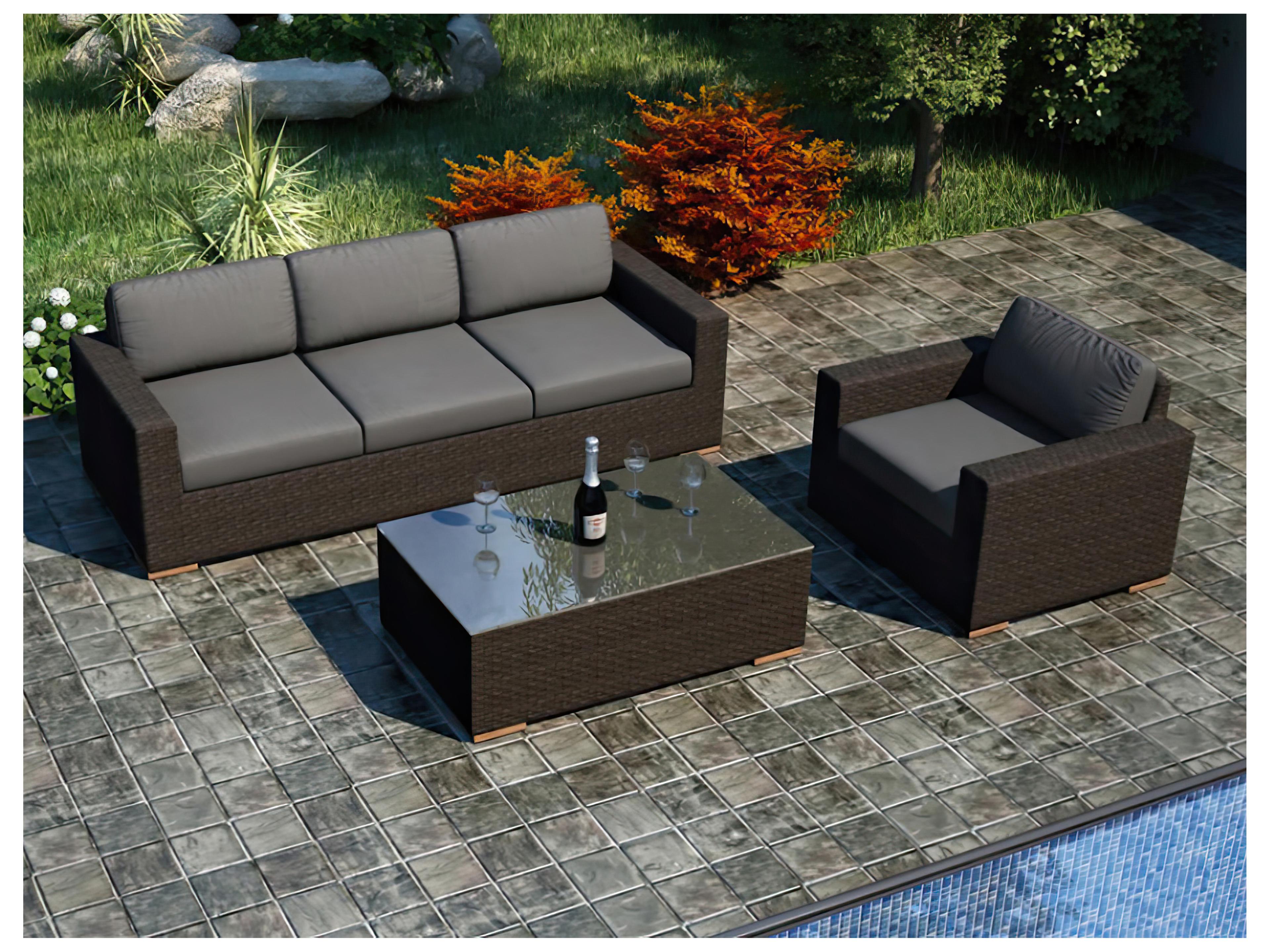 Harmonia Living Arden HDPE Wicker 3 Piece Sofa Patio Lounge Set