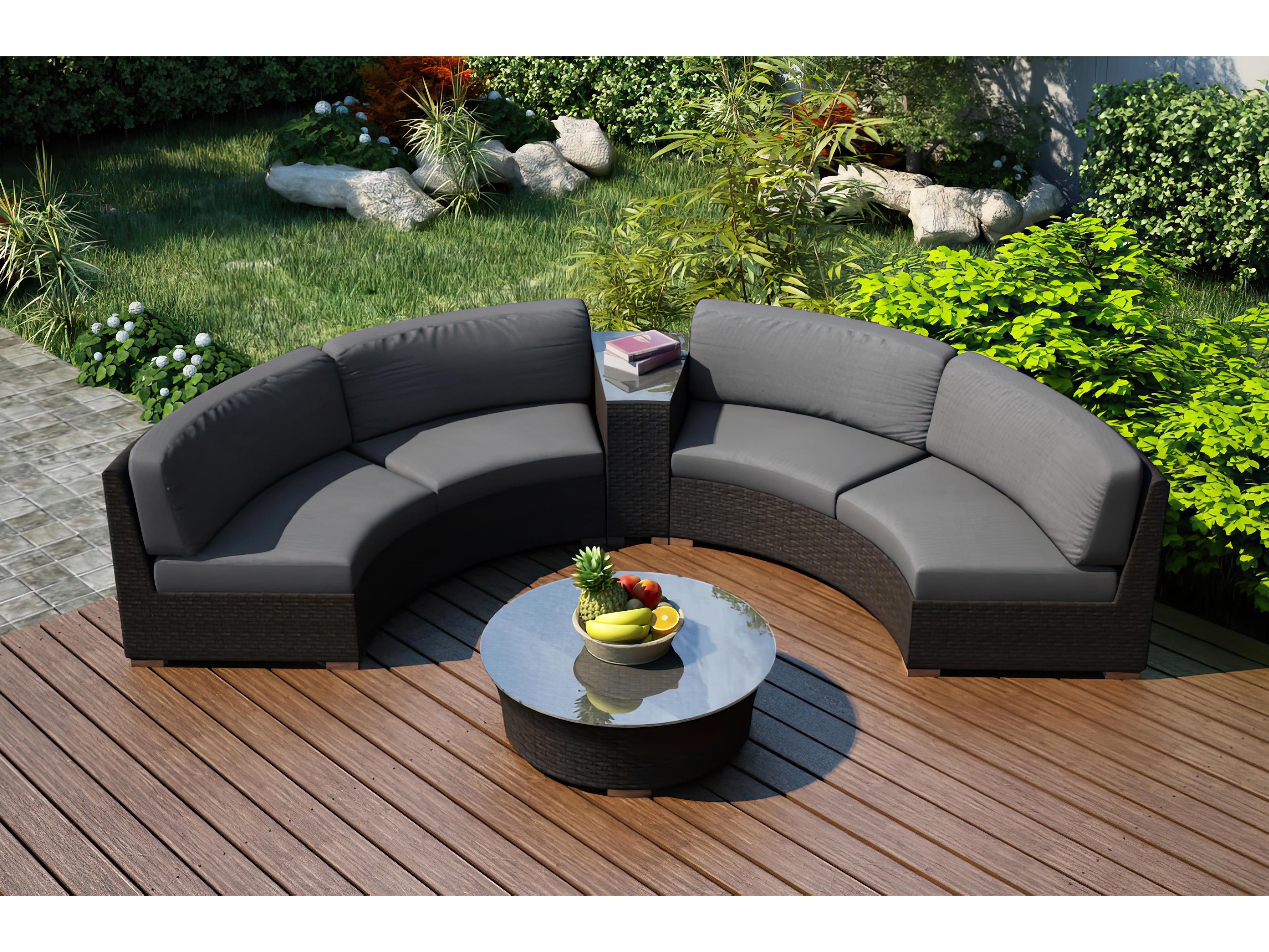 Harmonia Living Arden HDPE Wicker 4 Piece Eclipse Sectional Outdoor Lounge Set